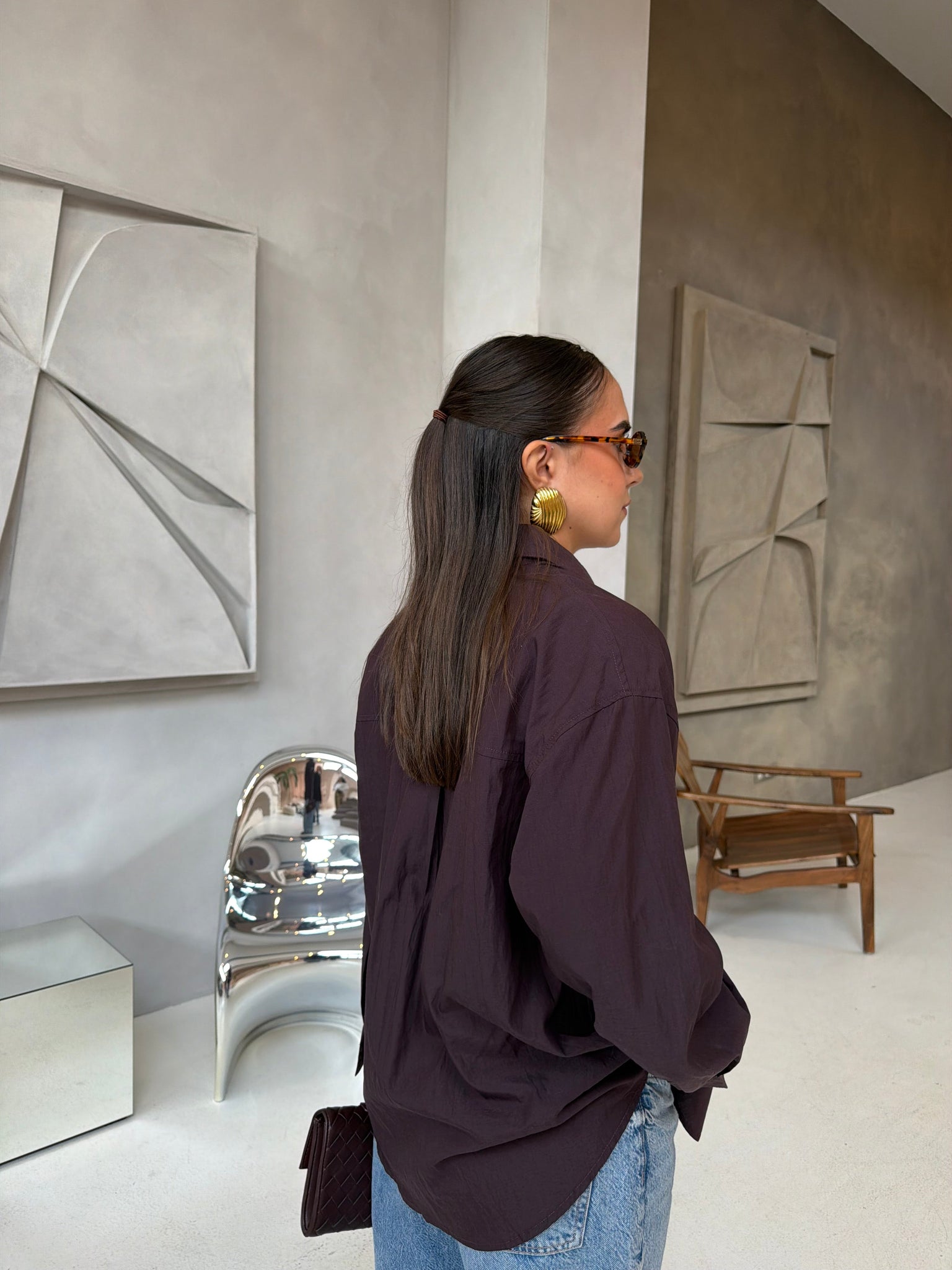 Chemise Lina  foulard marron bordeaux (MA7601)