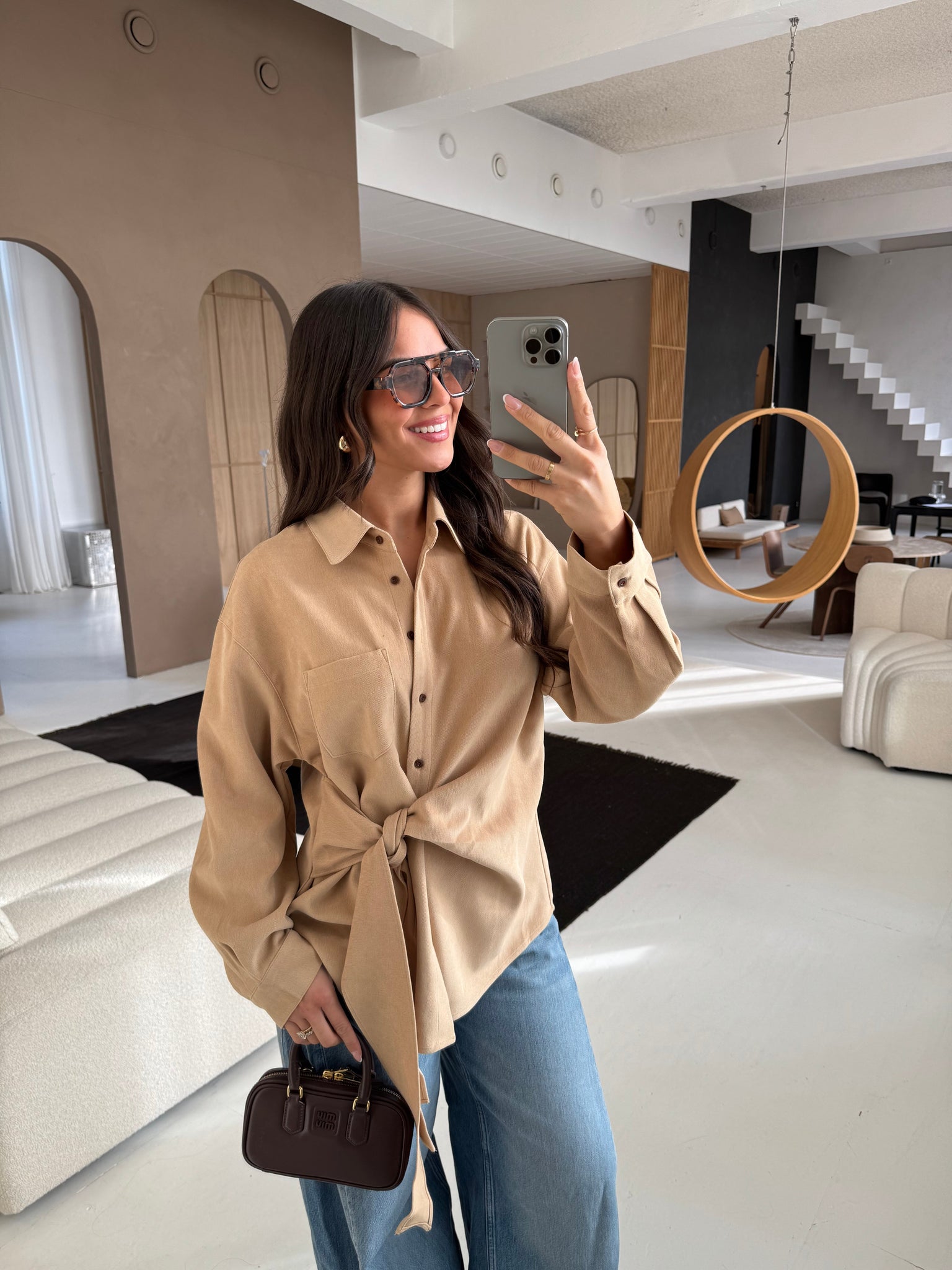 Chemise à nouer camel (MA7739)