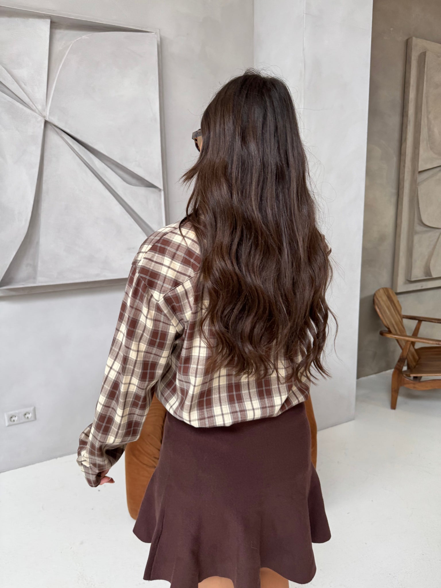 Chemise LYLY à carreaux beige marron (25CY906)