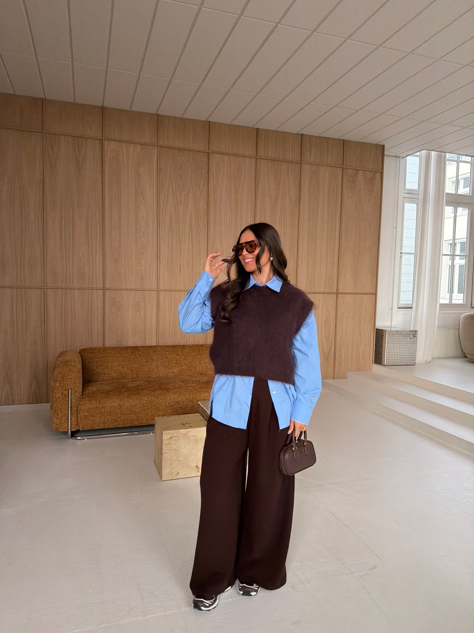 Pull mohair sans manche marron (28023)