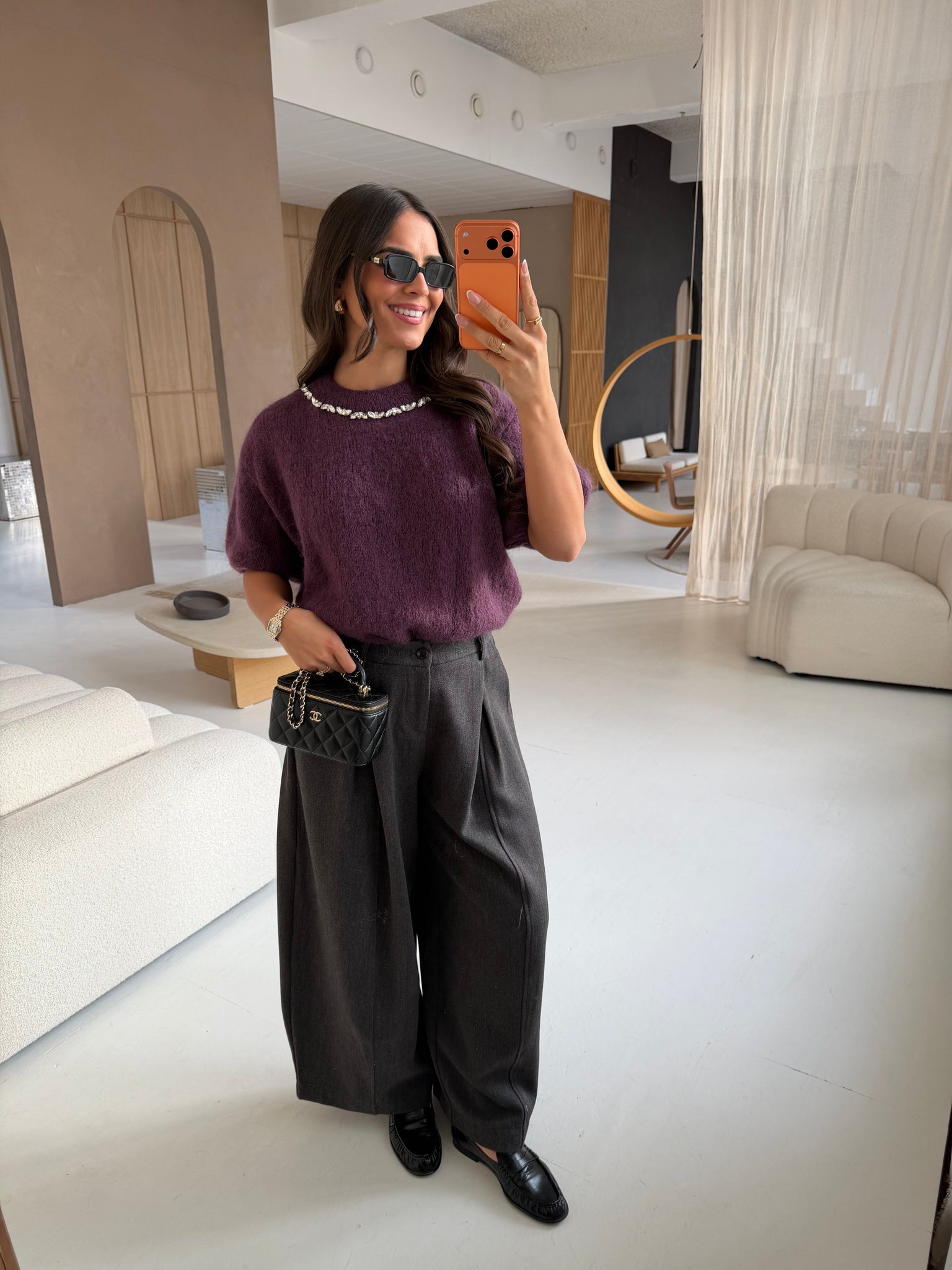 Pull mohair bijoux violet (24004)