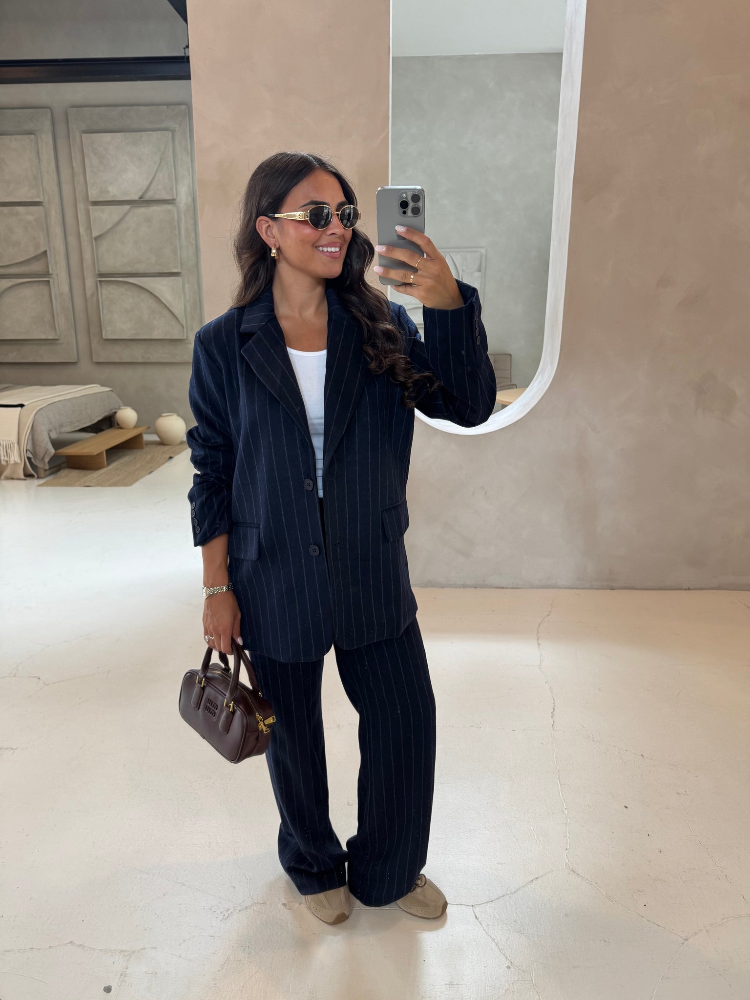 Blazer laine à rayures bleu (v-2509)