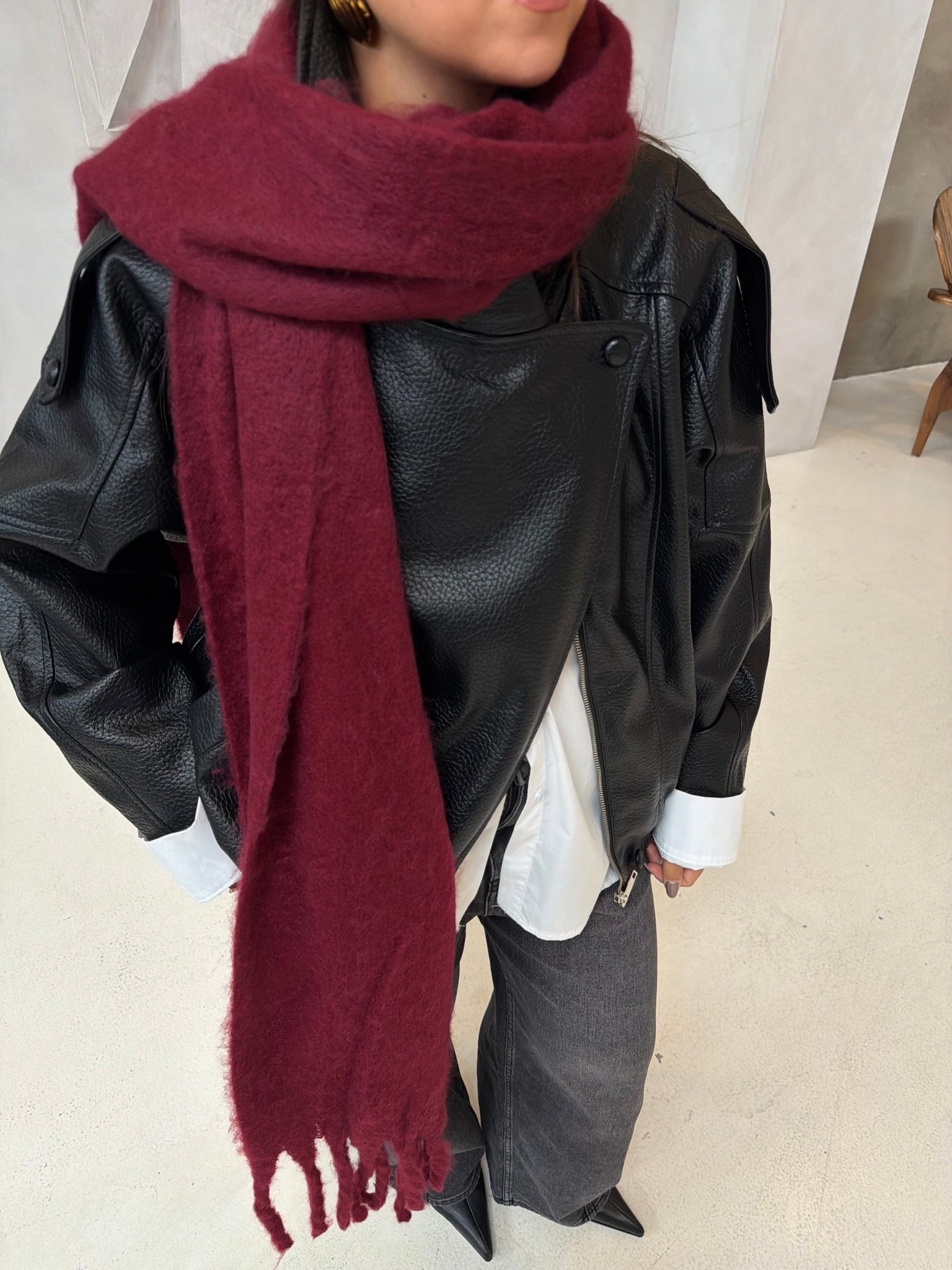 Longue écharpe unie bordeaux