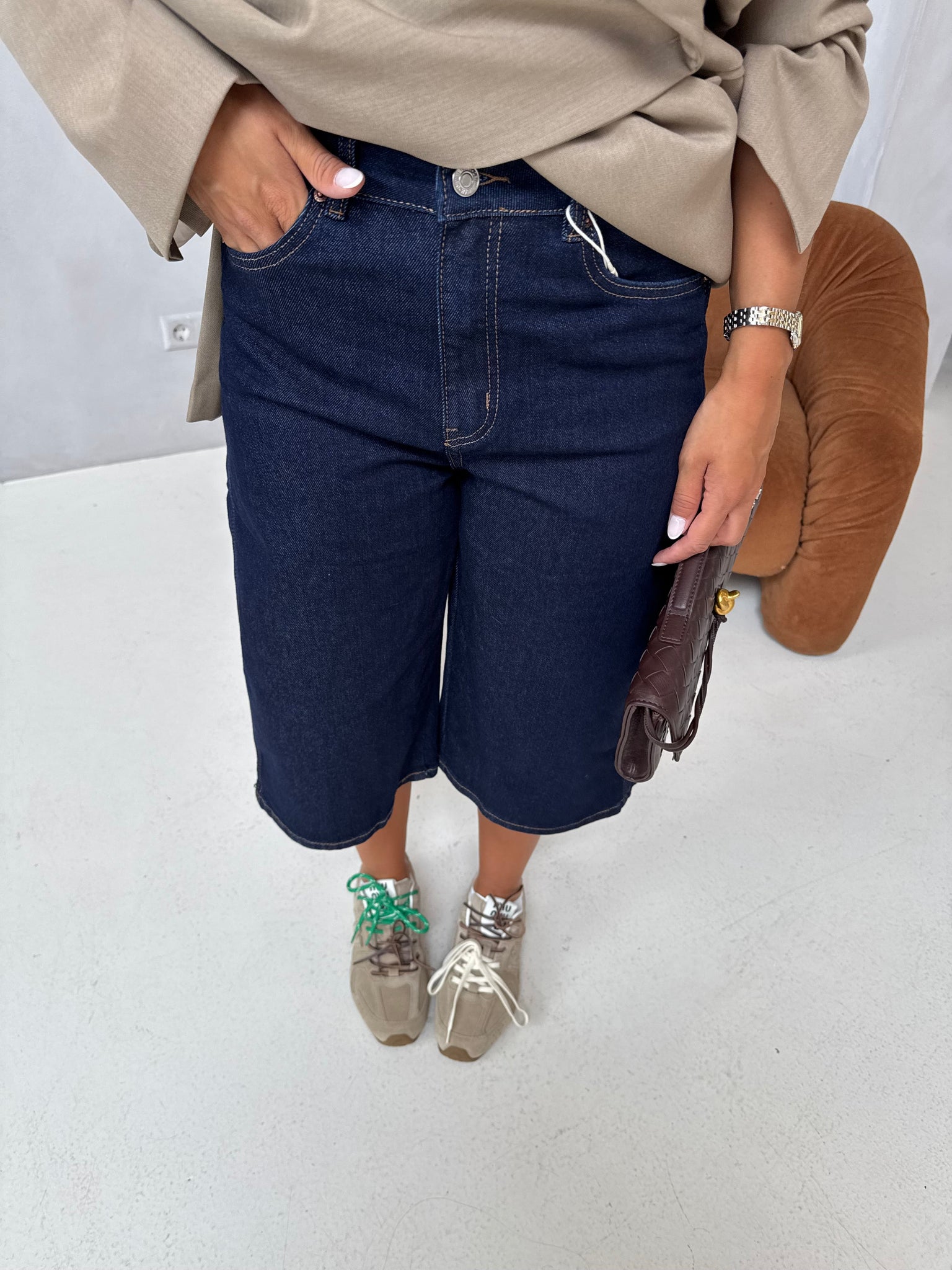 Bermuda jean bleu foncé  (8857)