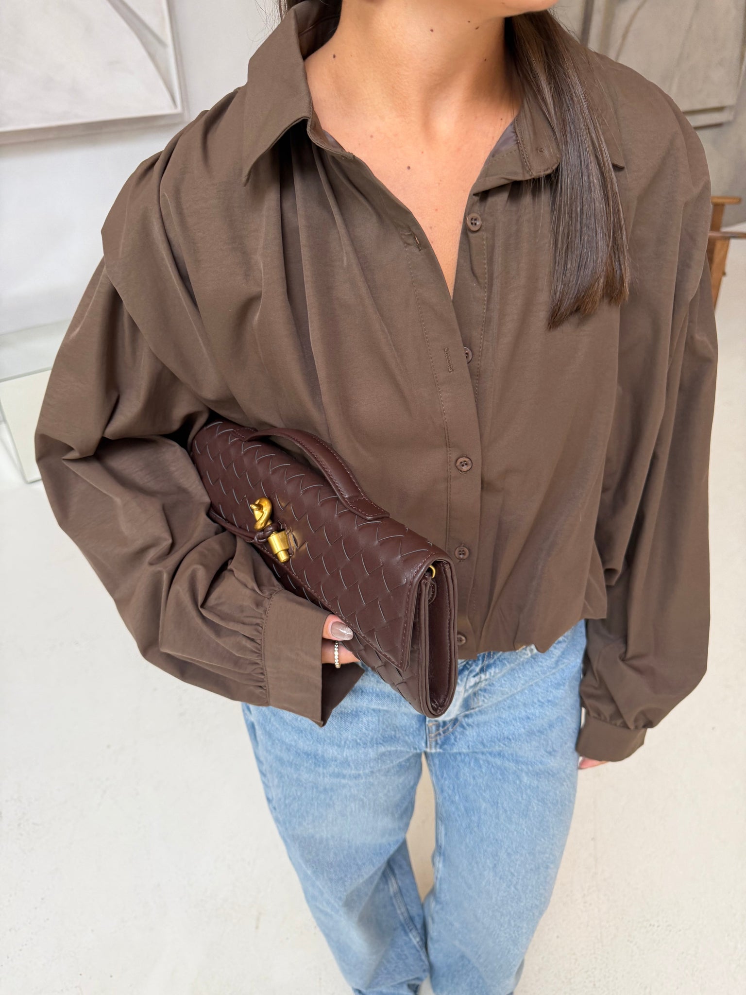 Chemise plissee choco (05-3490)