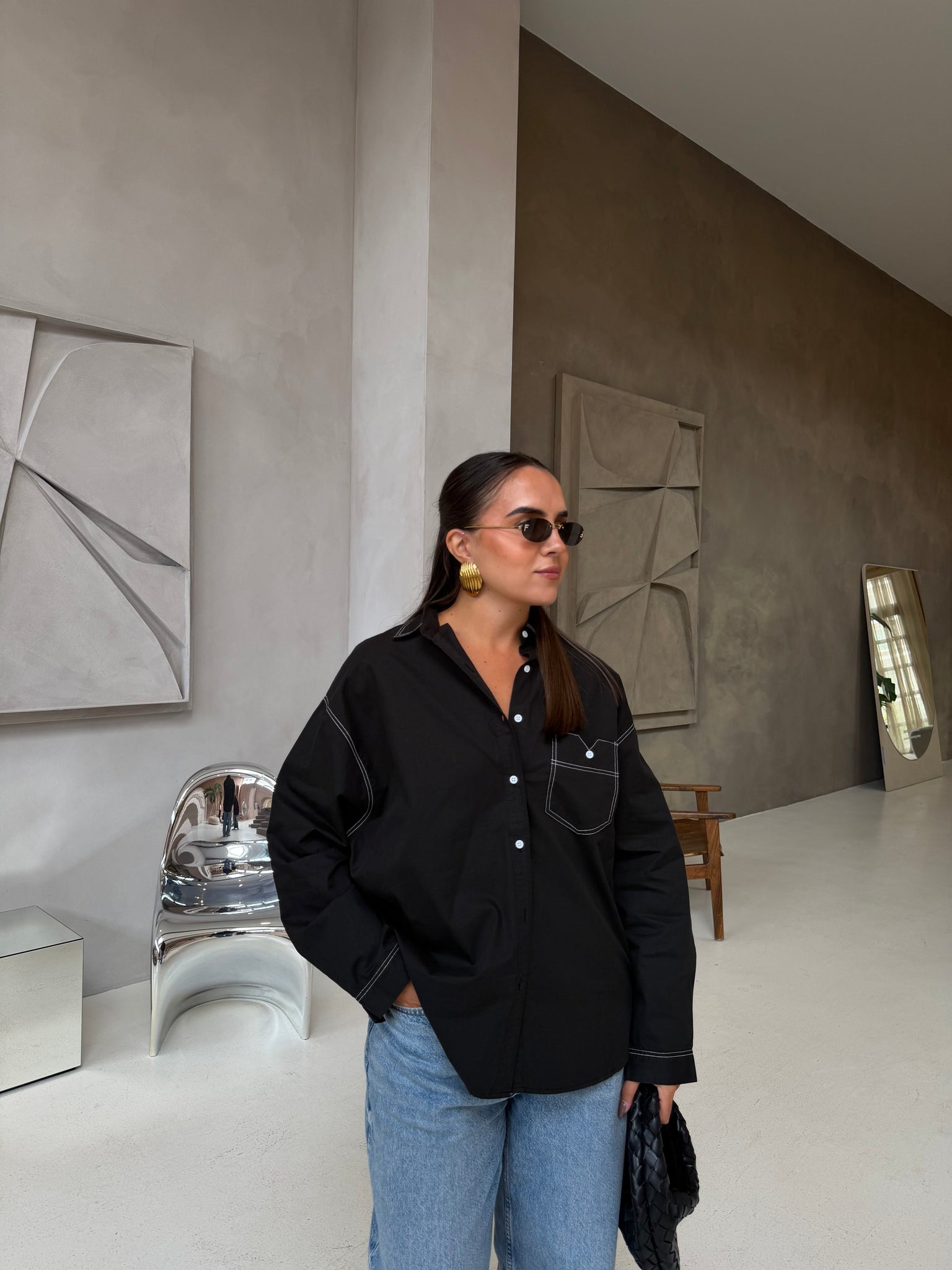 Chemise couture noire (25618)