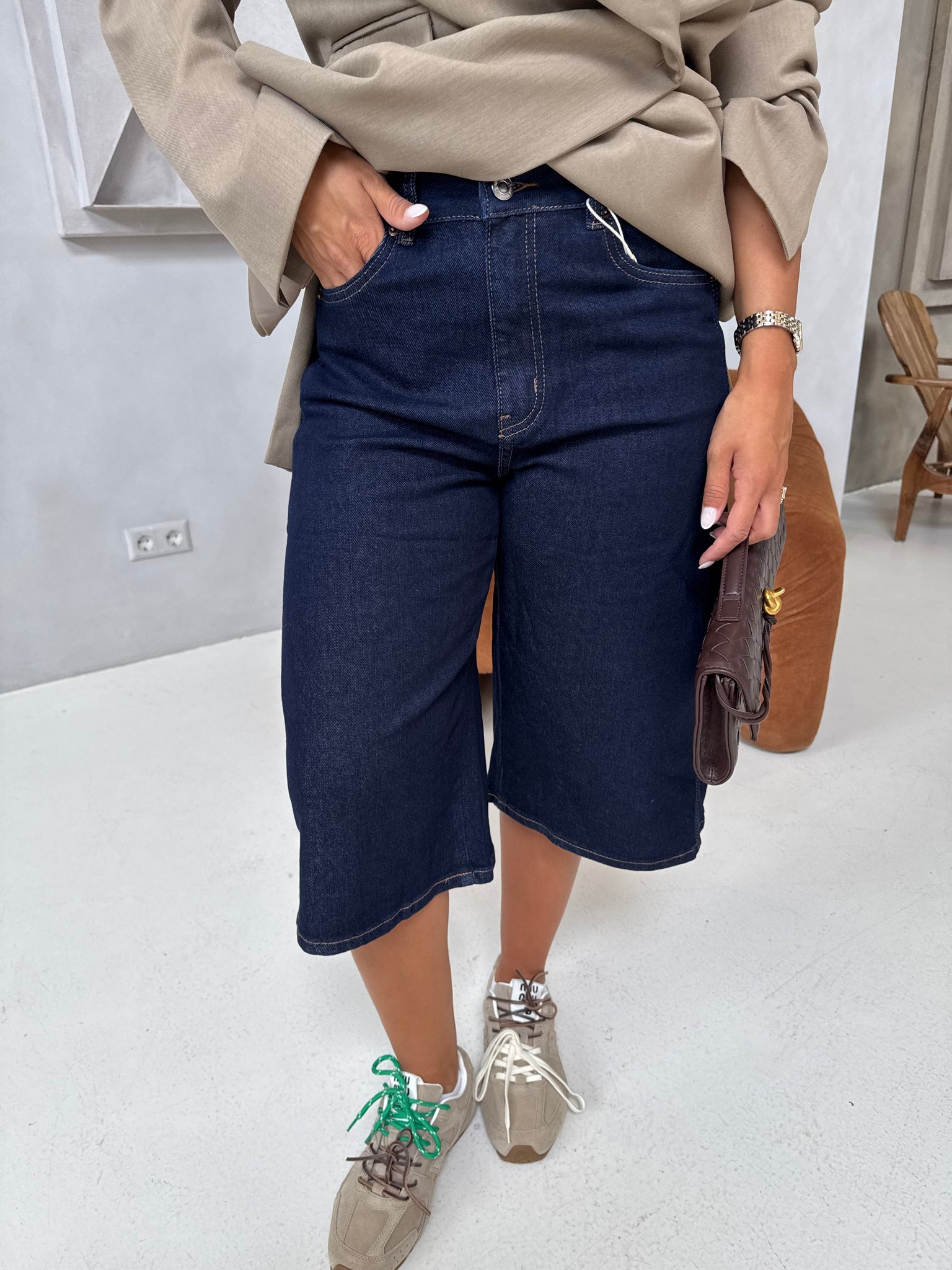 Bermuda jean bleu foncé  (8857)