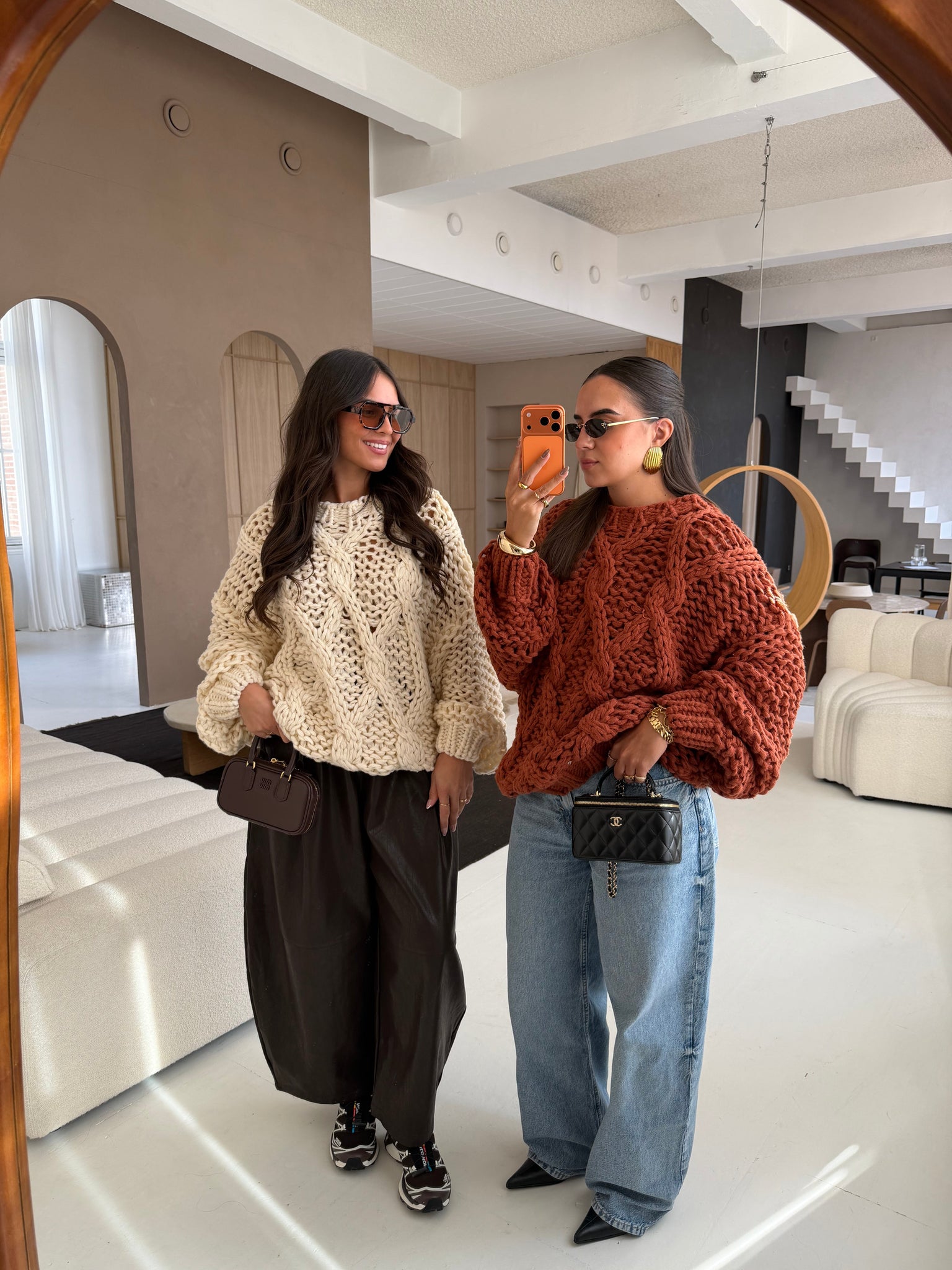 Gros pull en tricot terracotta (7339)