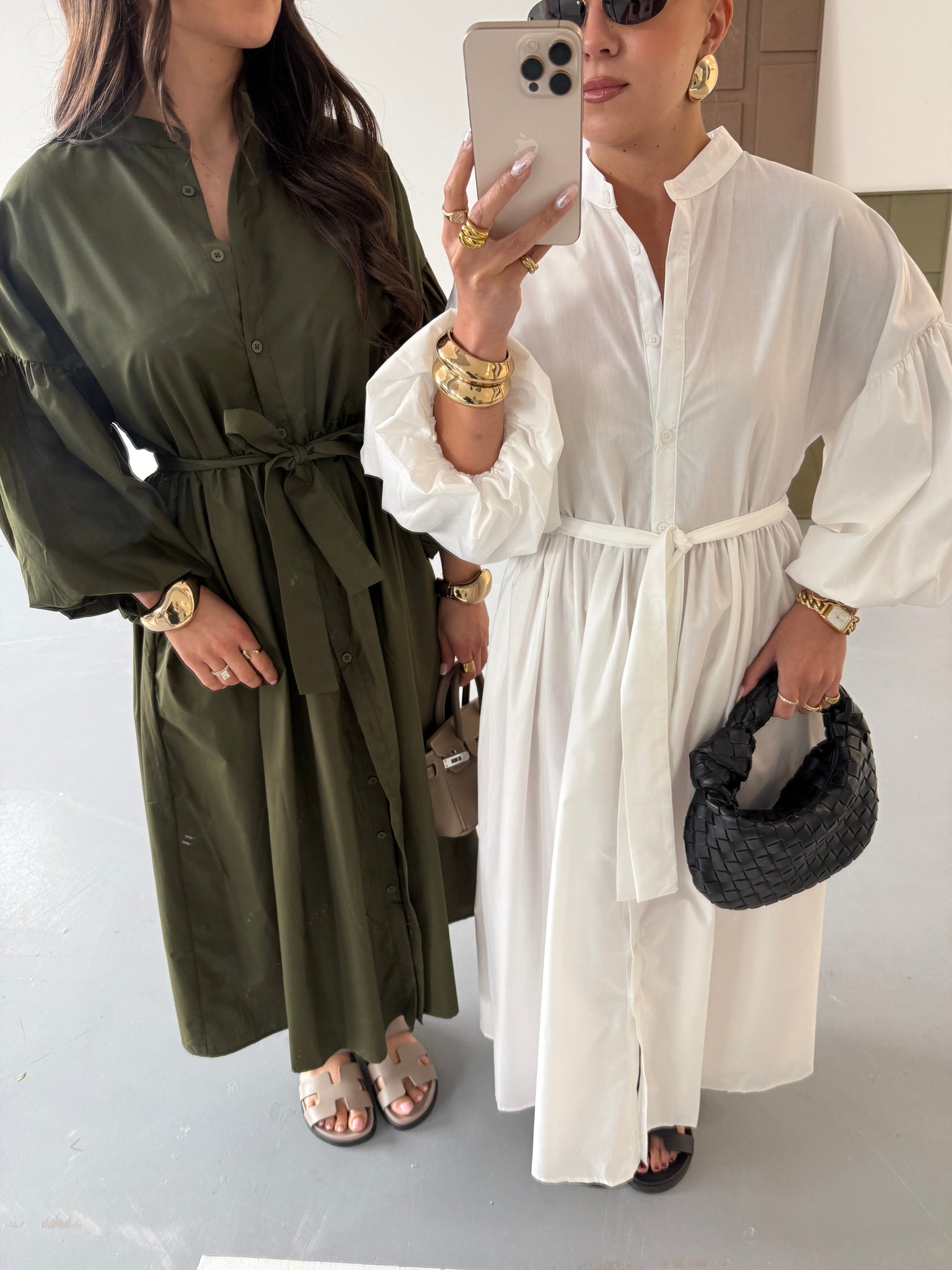 Robe longue manche bouffante blanche (SC208)