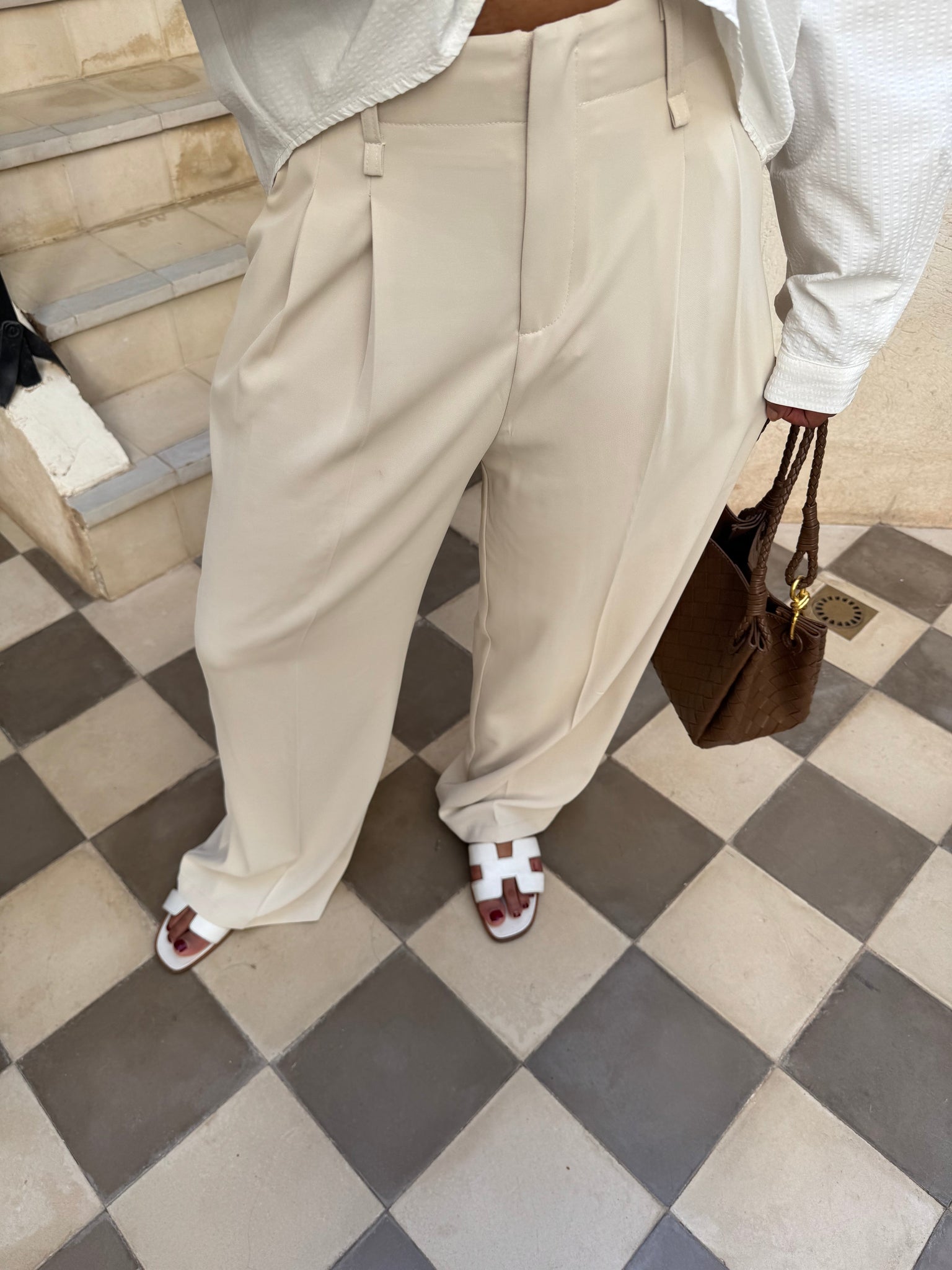 Pantalon fluide CASSIE blanc (23091-1)