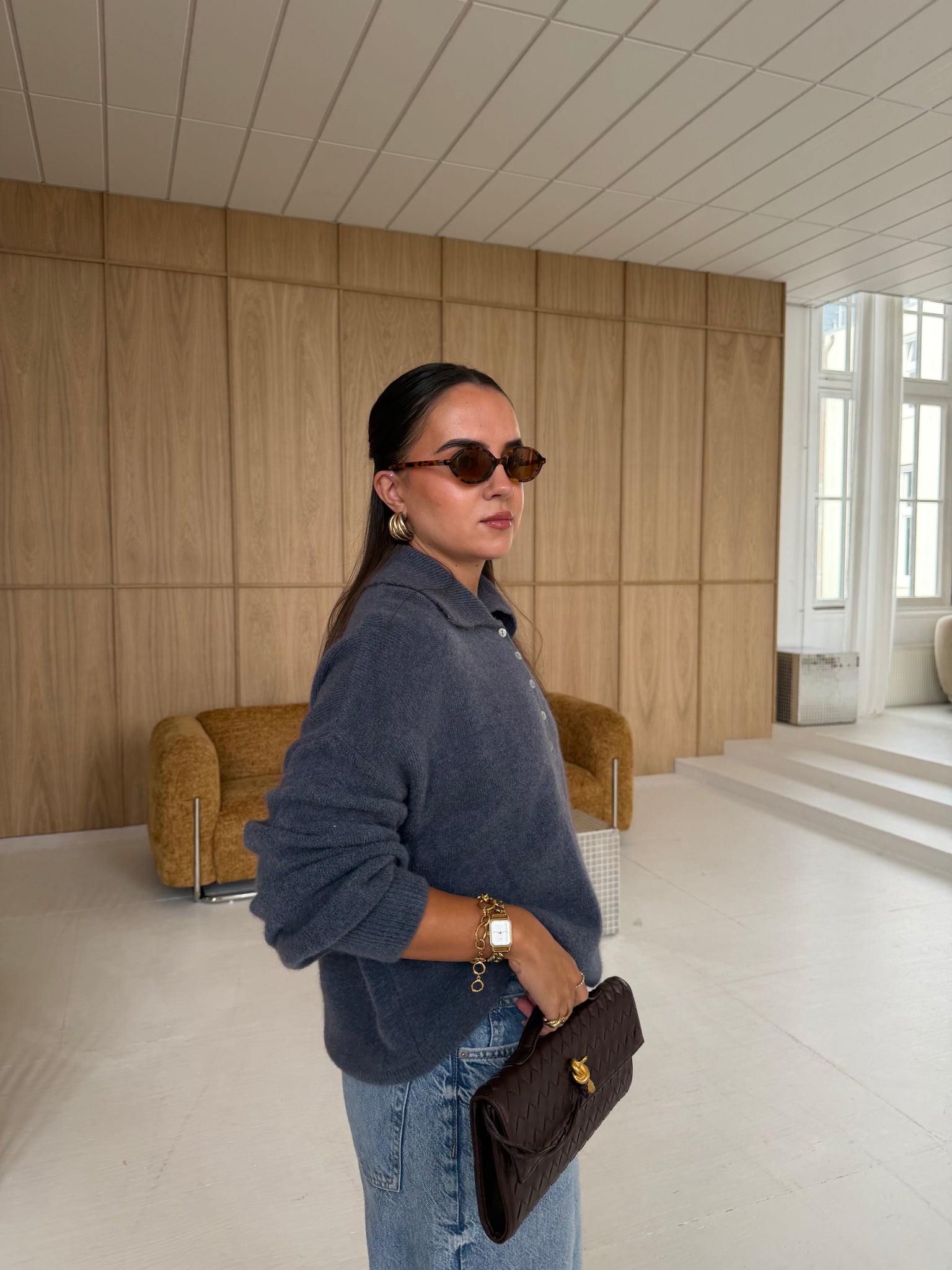 Pull alpaga boutons bleu (24658)