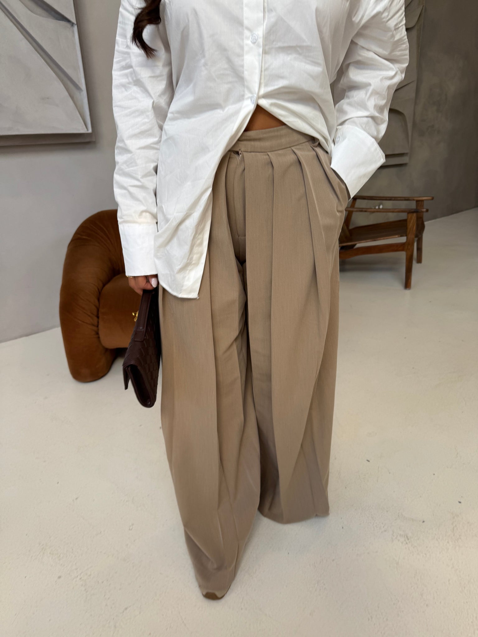 Pantalon plissé  beige (JY5102)