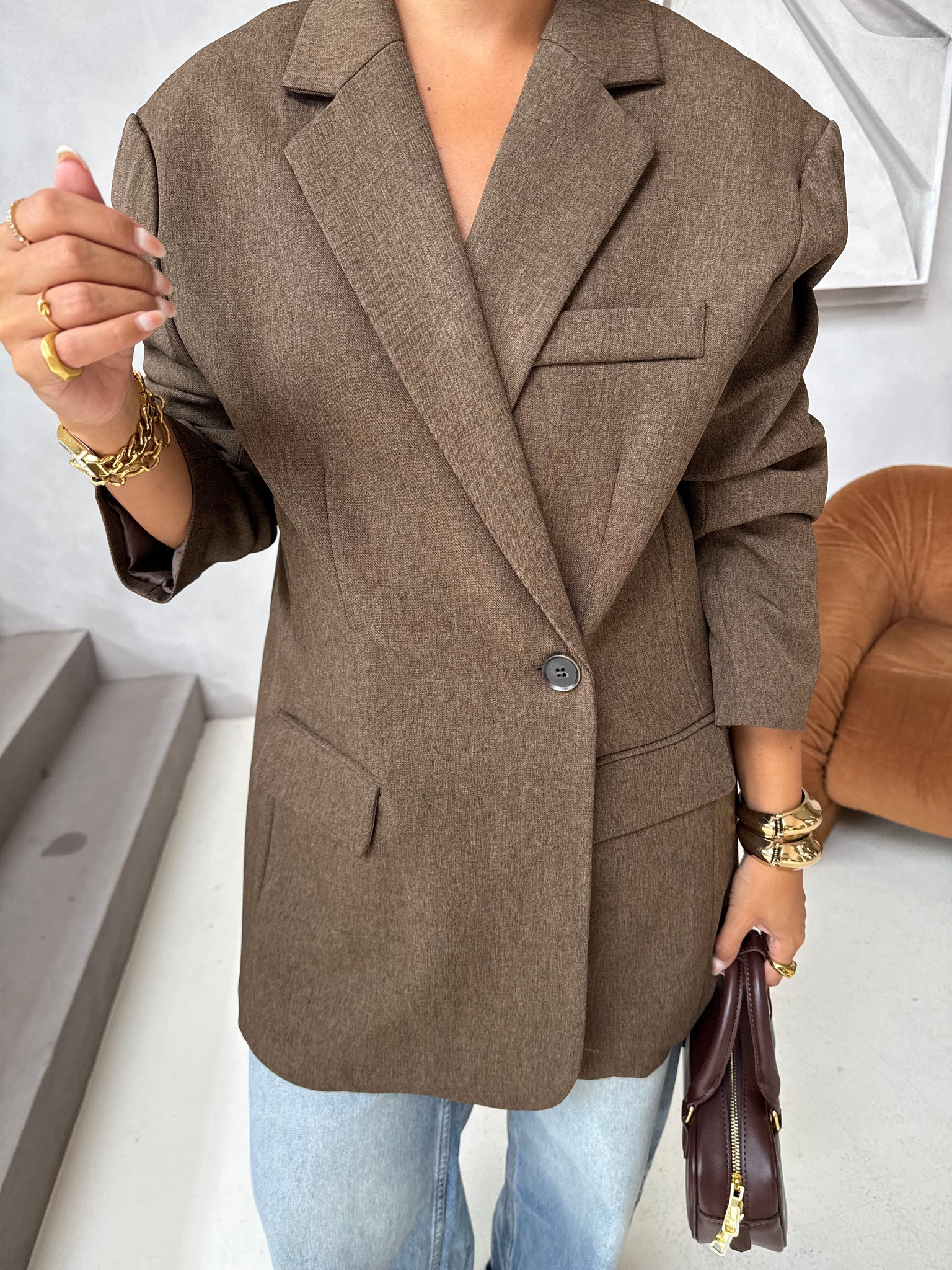 Blazer choco avec bouton au dos (W25210)