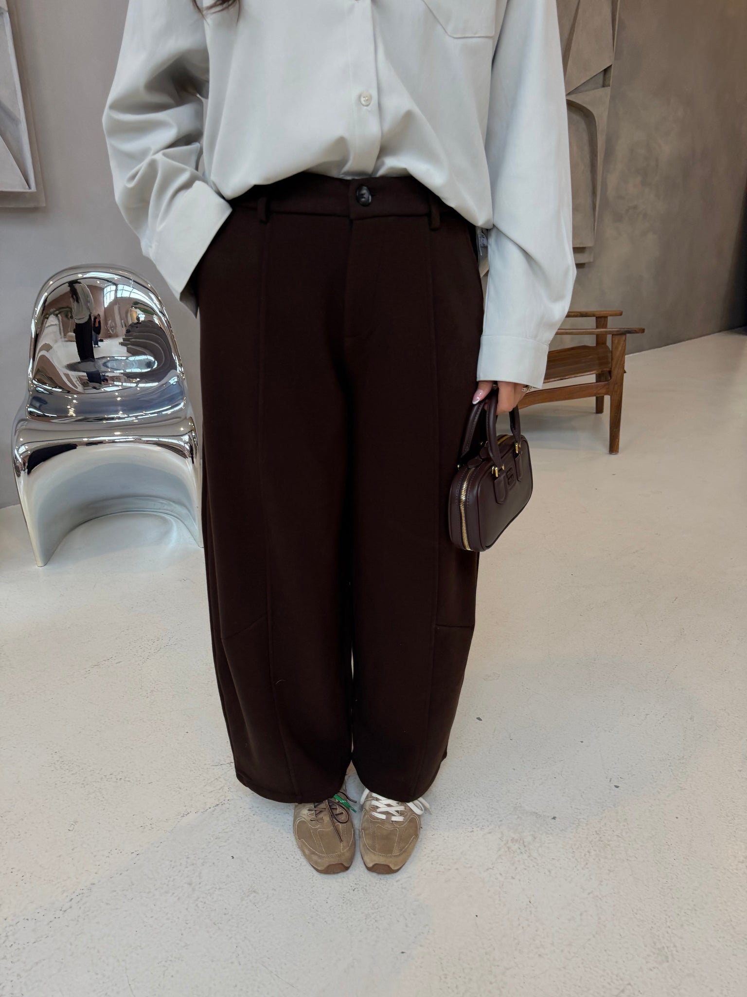 Pantalon effet laine marron (MA8897)