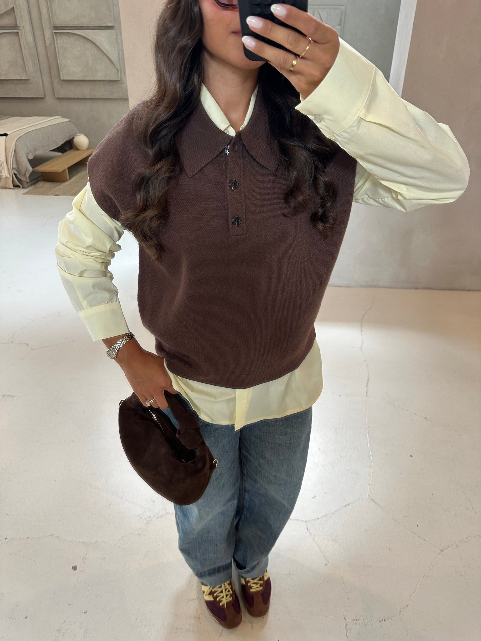 Pull sans manche DIAGA marron (77047)