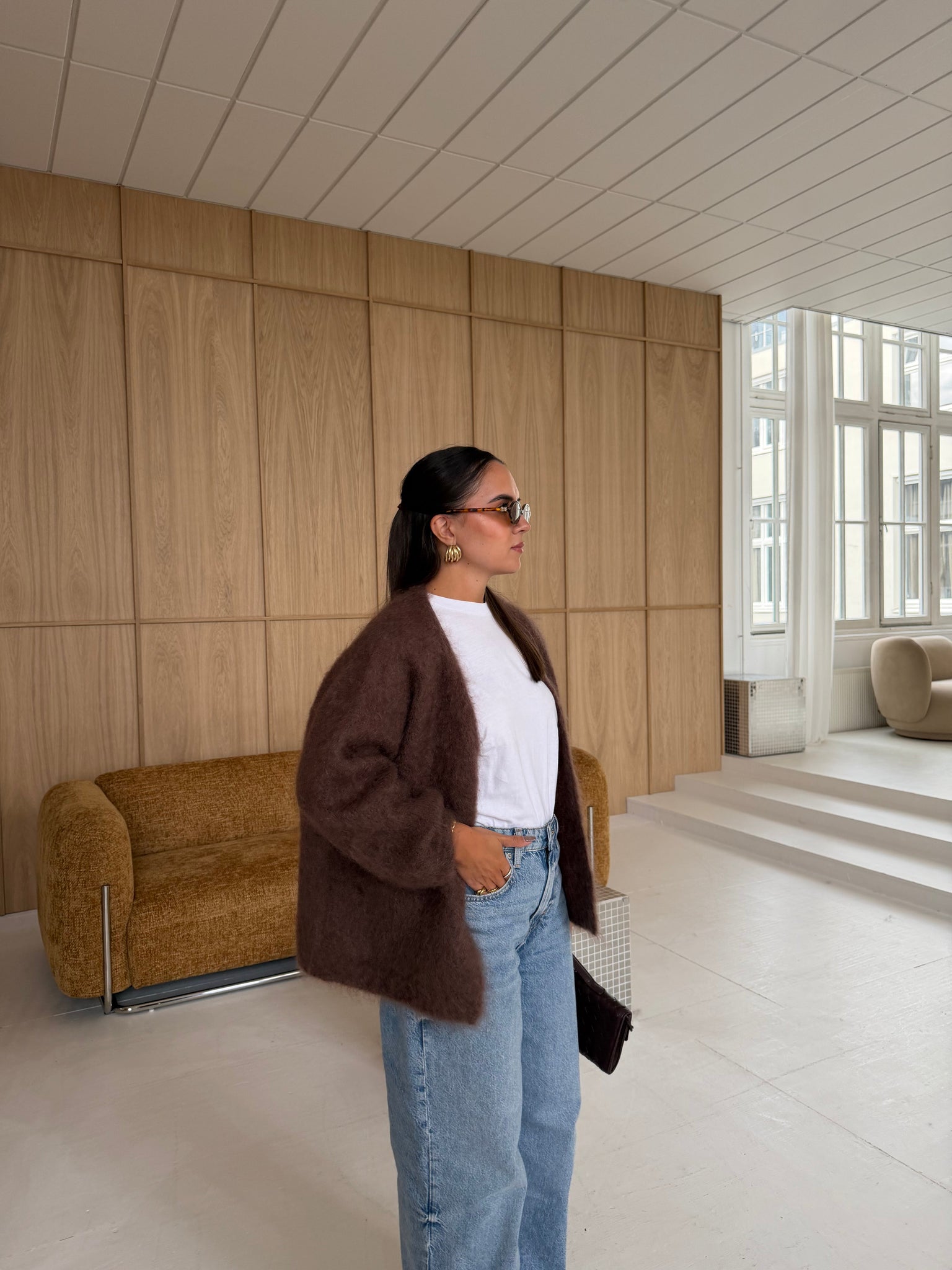 Gilet kid MOHAIR marron court  (22533)