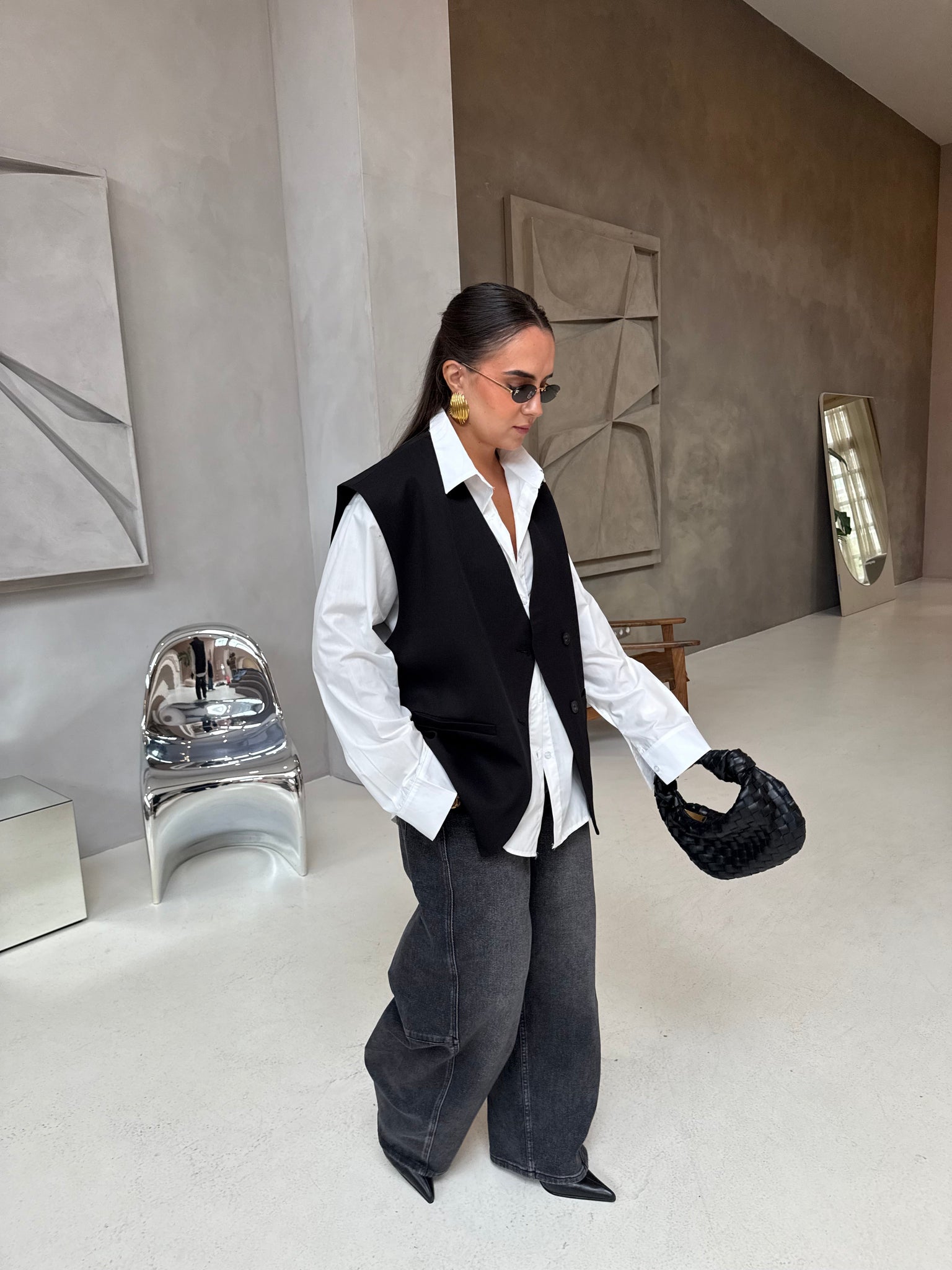 Blazer NANA sans manche noir (8170)