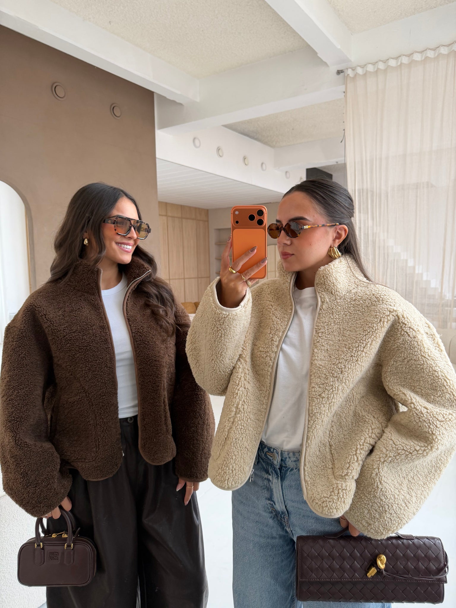 Veste laine bouclée marron (C25259330)