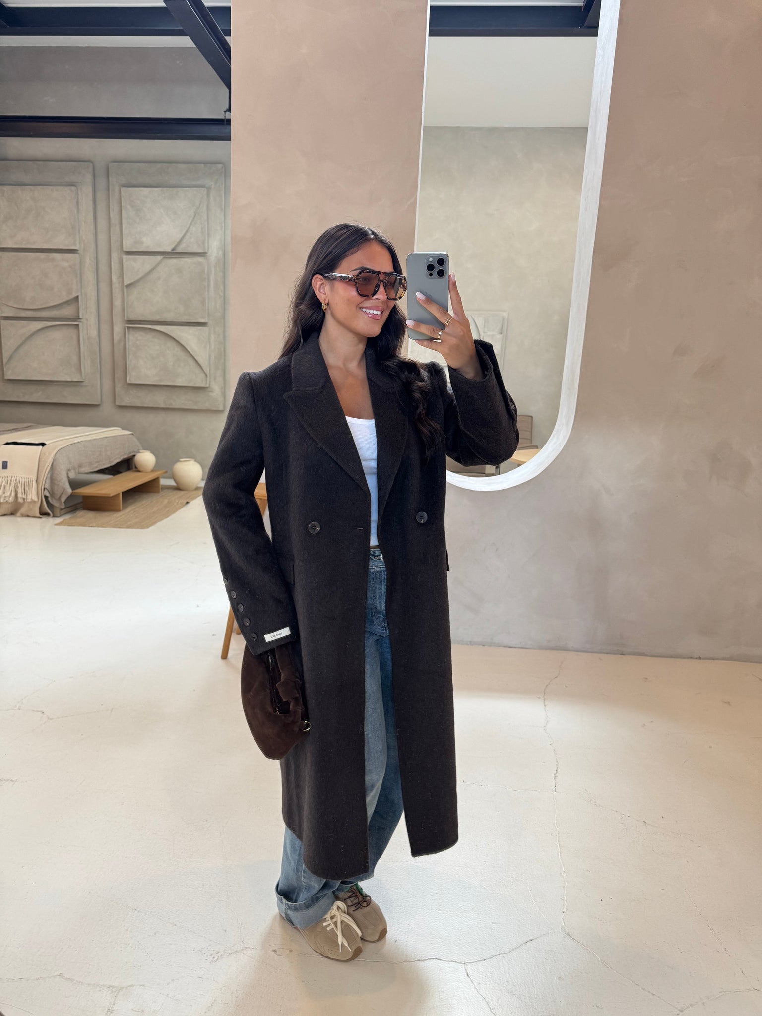 Manteau VIRAL long marron (25CY903)