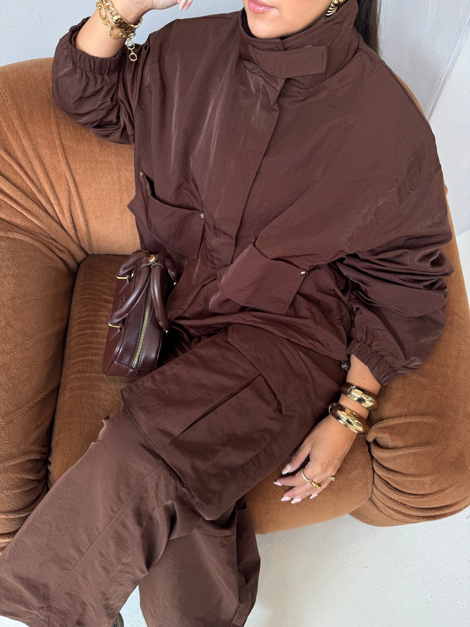 Veste LILI courte marron (jy5107)