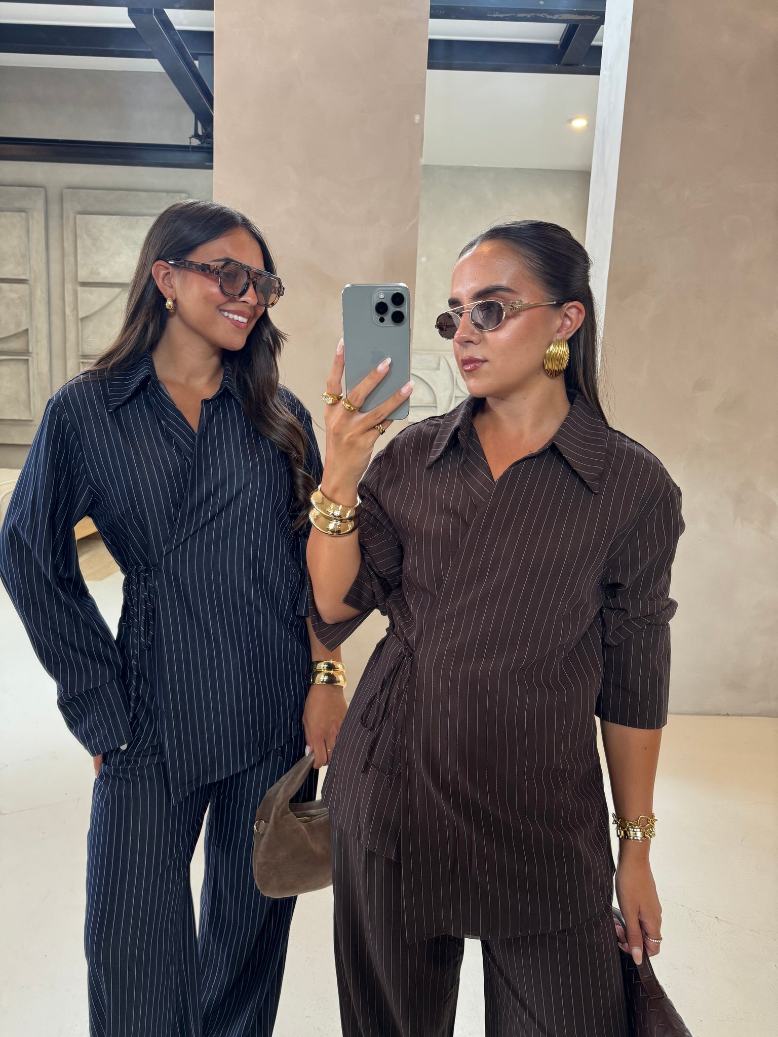 Ensemble YANI à nouer fluide rayures bleu