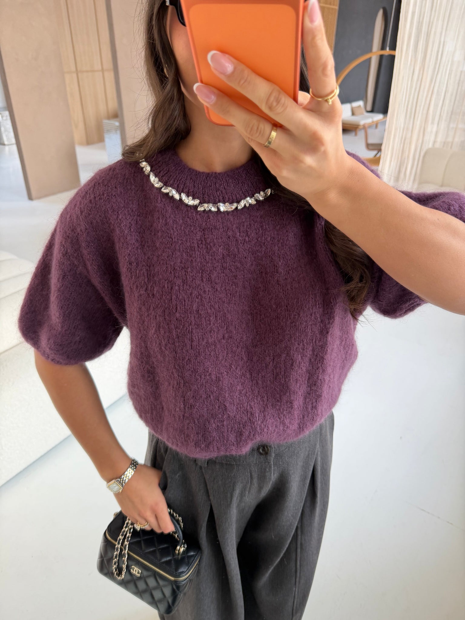 Pull mohair bijoux violet (24004)