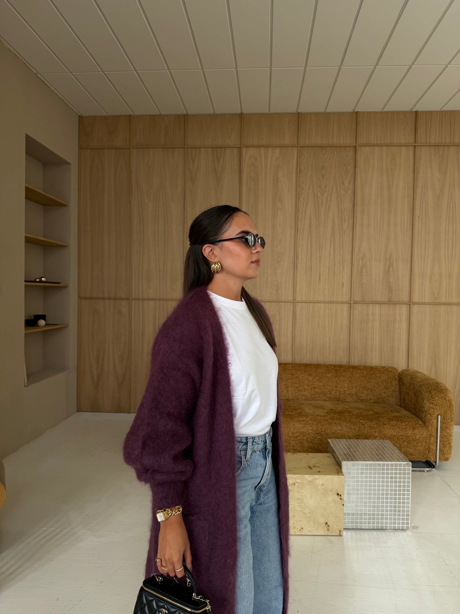 Gilet kid MOHAIR long violet   (22313)