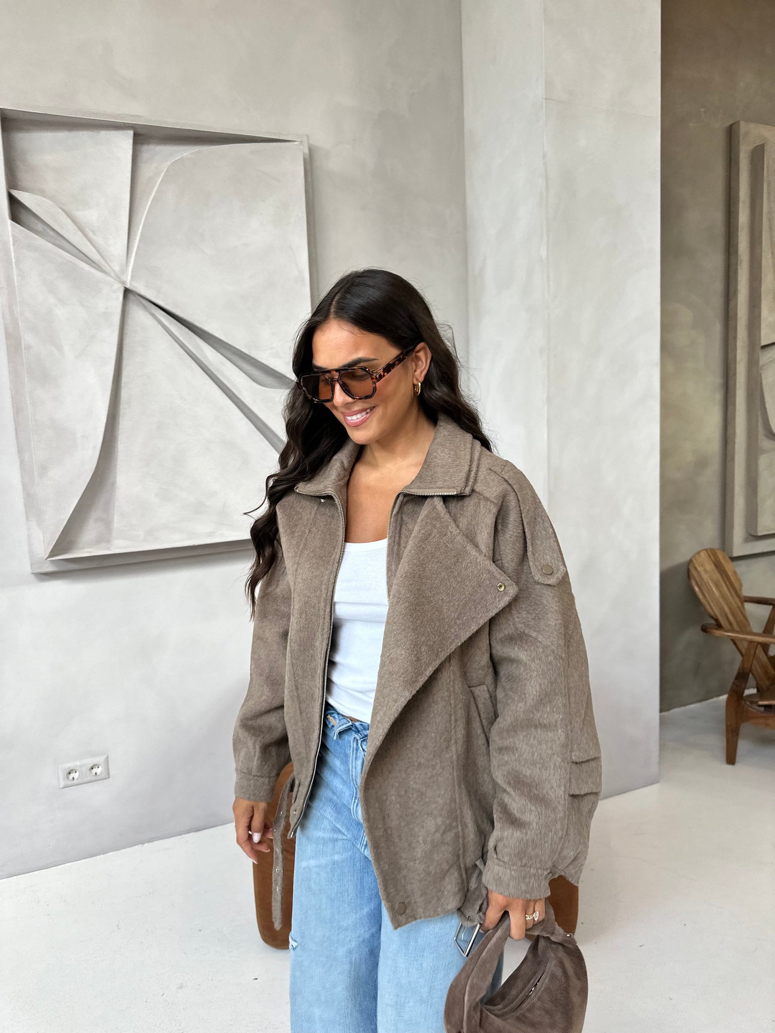 Bombers GLADYS laine taupe