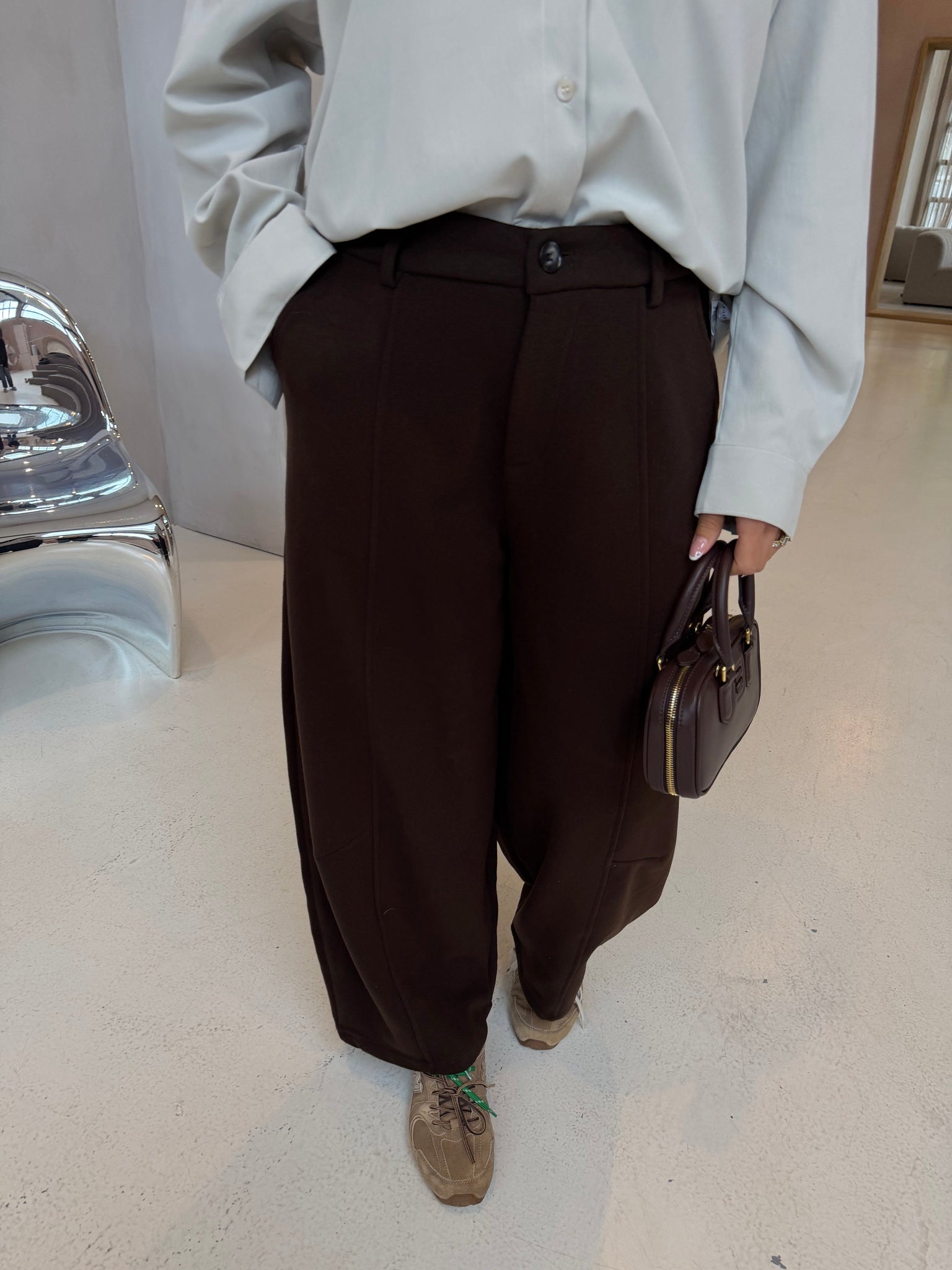 Pantalon effet laine marron (MA8897)