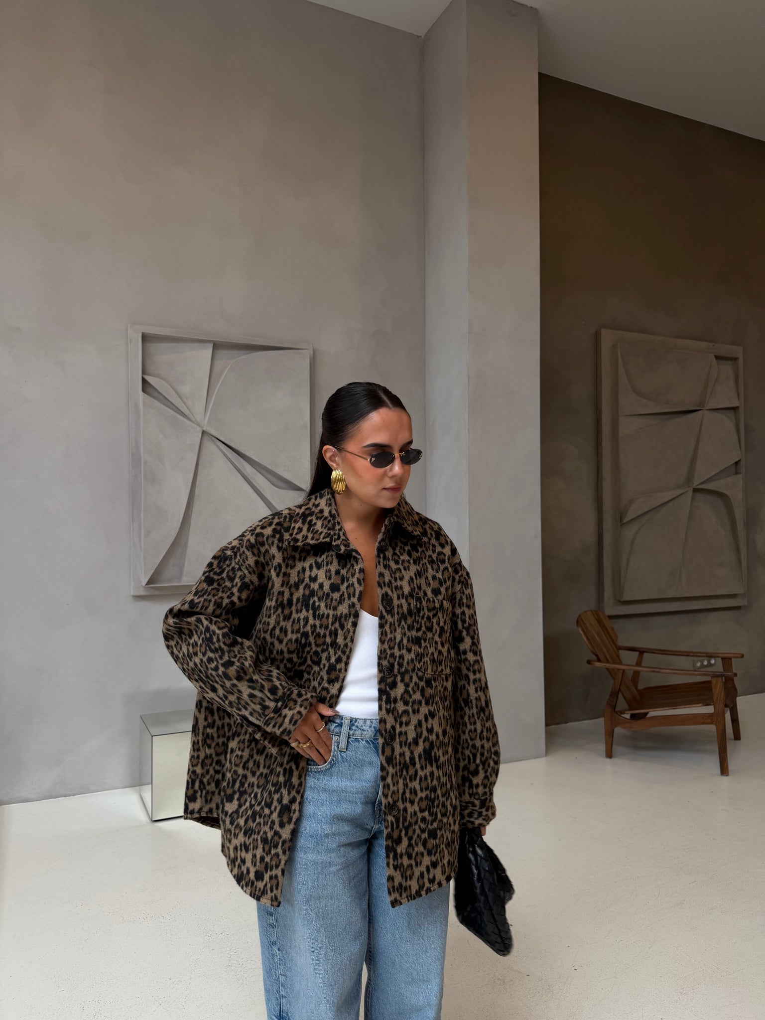 Veste léopard color block (C25259359)