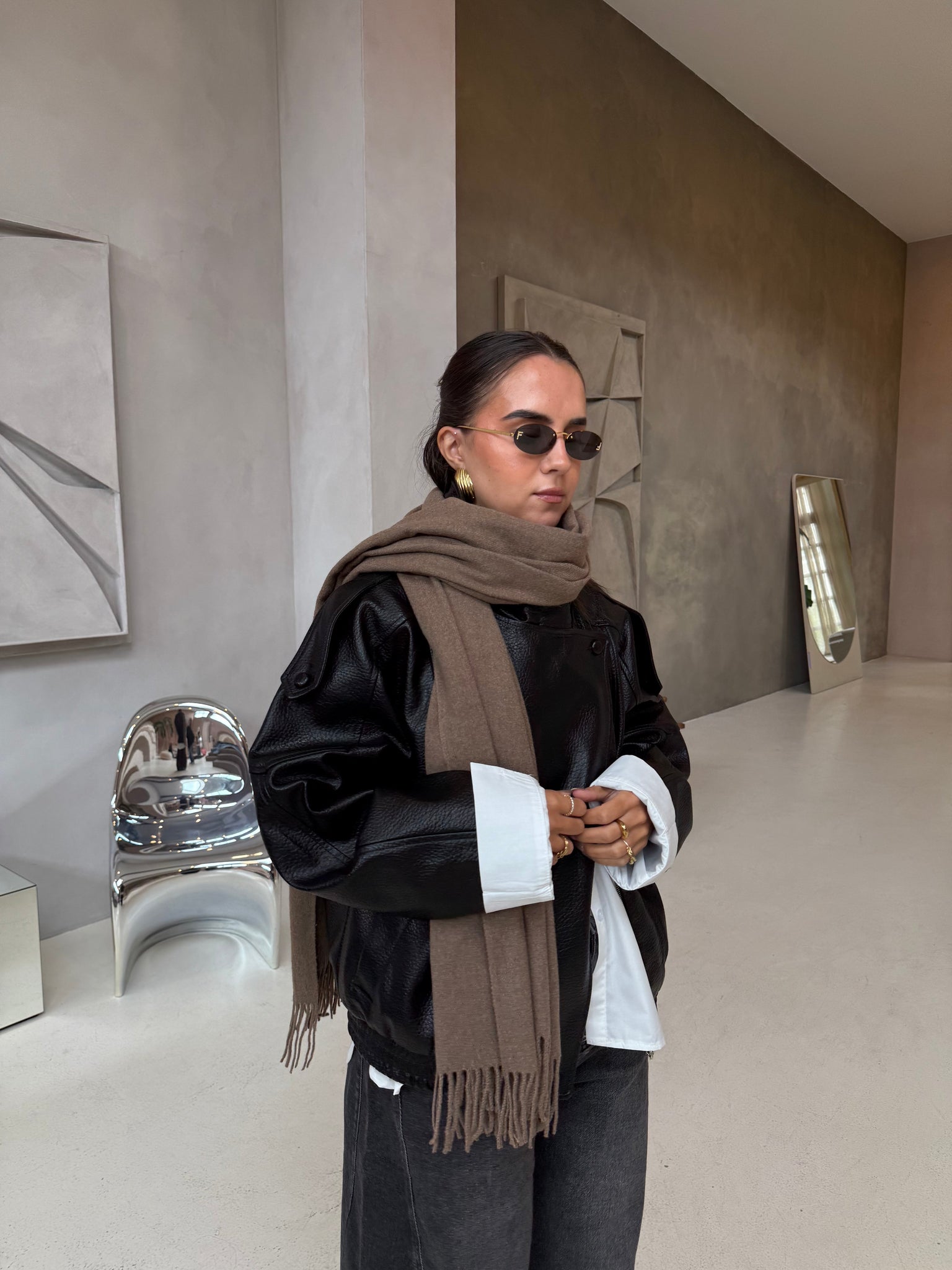 Écharpe cachemire taupe