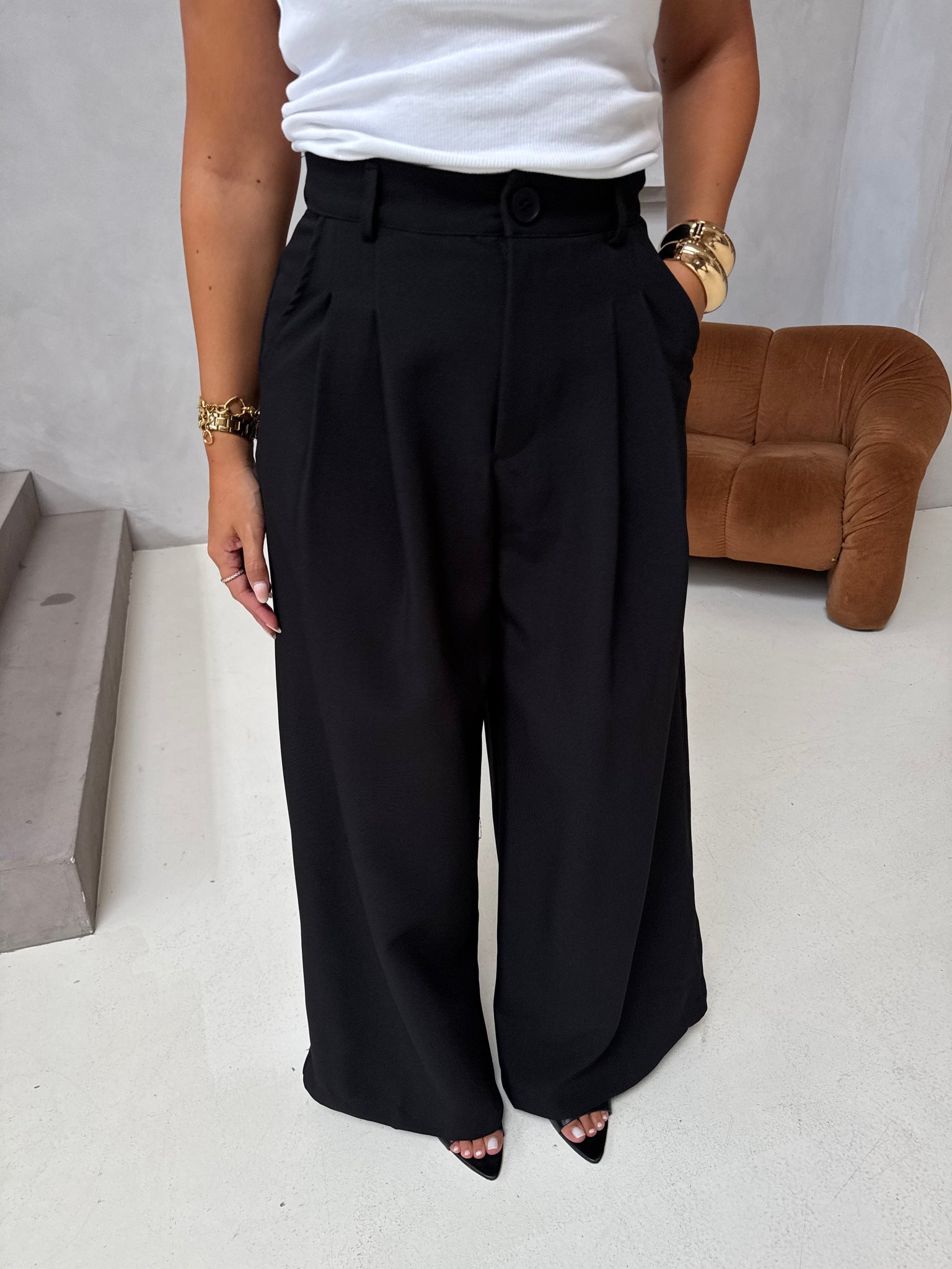 Pantalon large noir (25CY907)