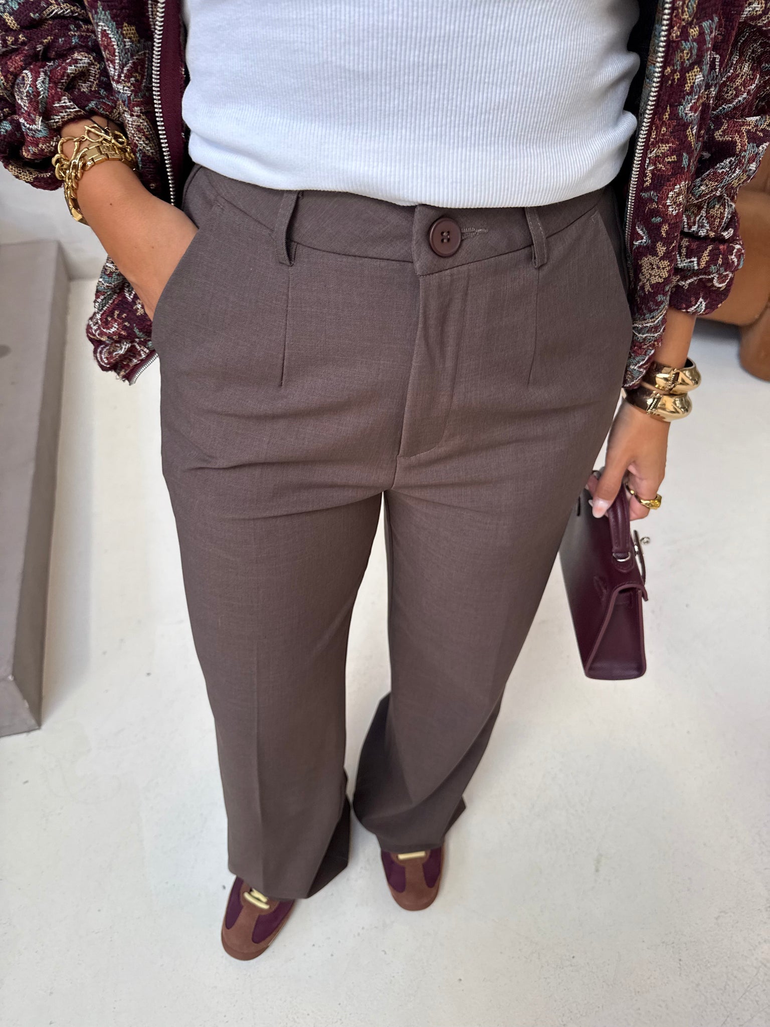 Pantalon VALENTINE fluide taupe (vs-9002)