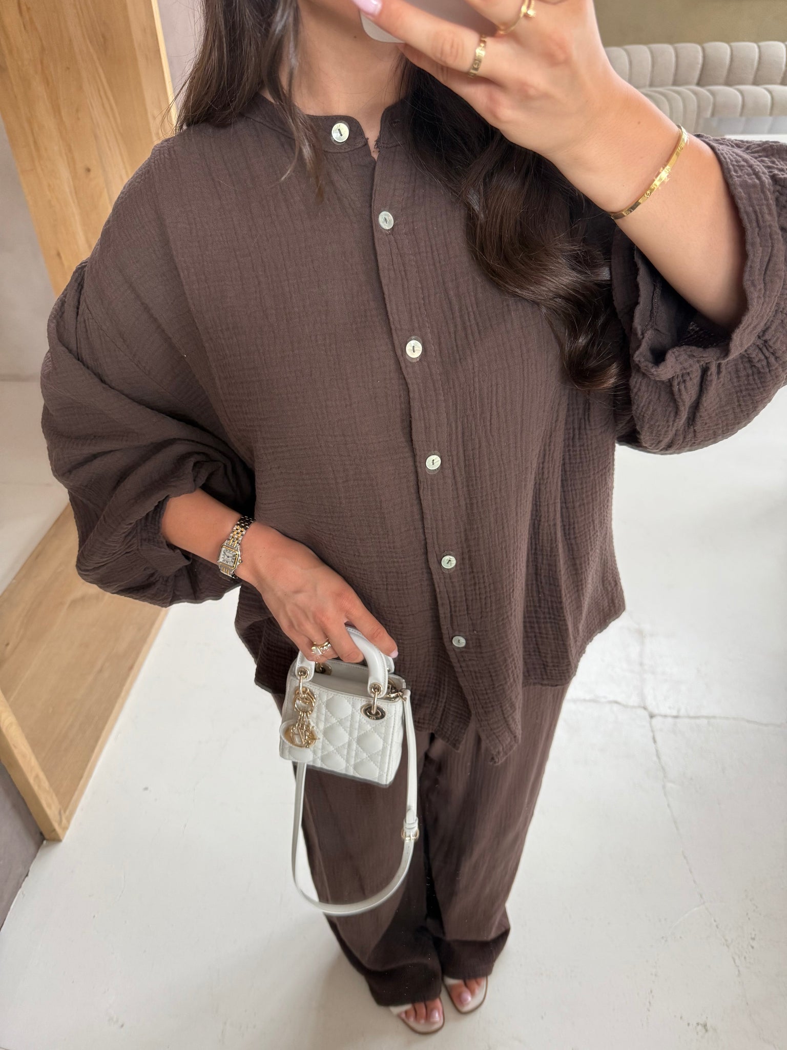 Ensemble gaze de coton marron