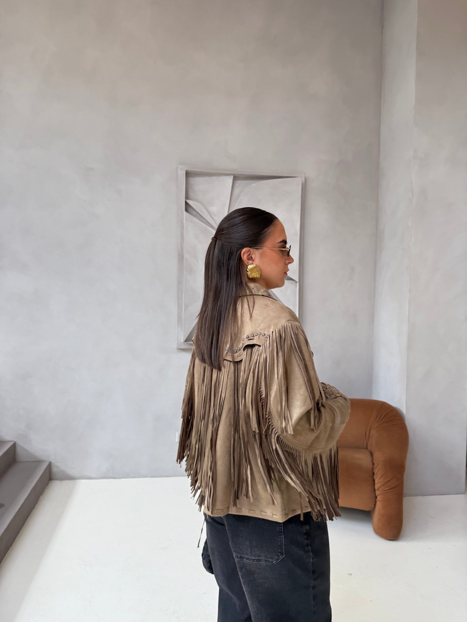 Veste MARK à frange camel