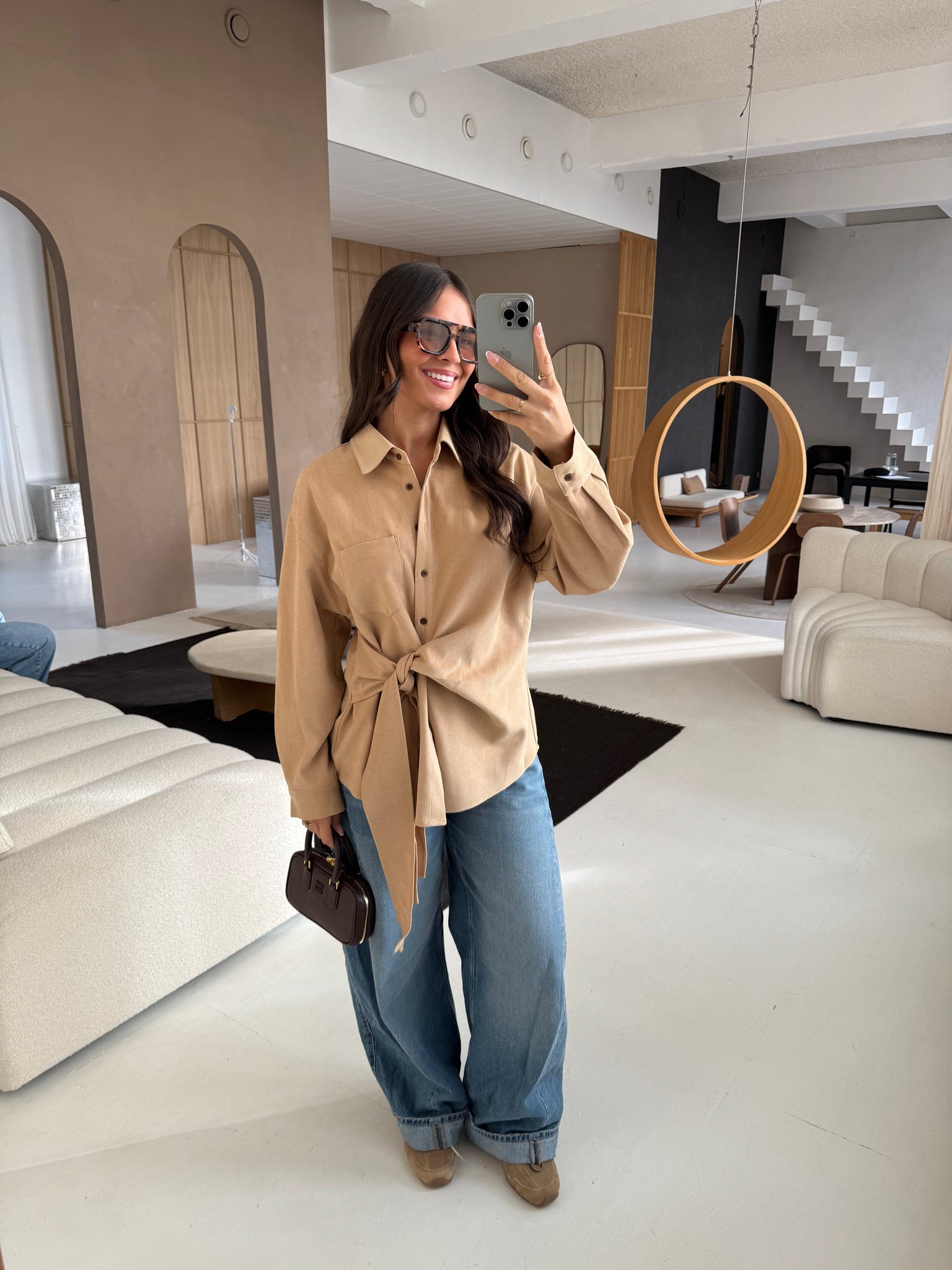 Chemise à nouer camel (MA7739)