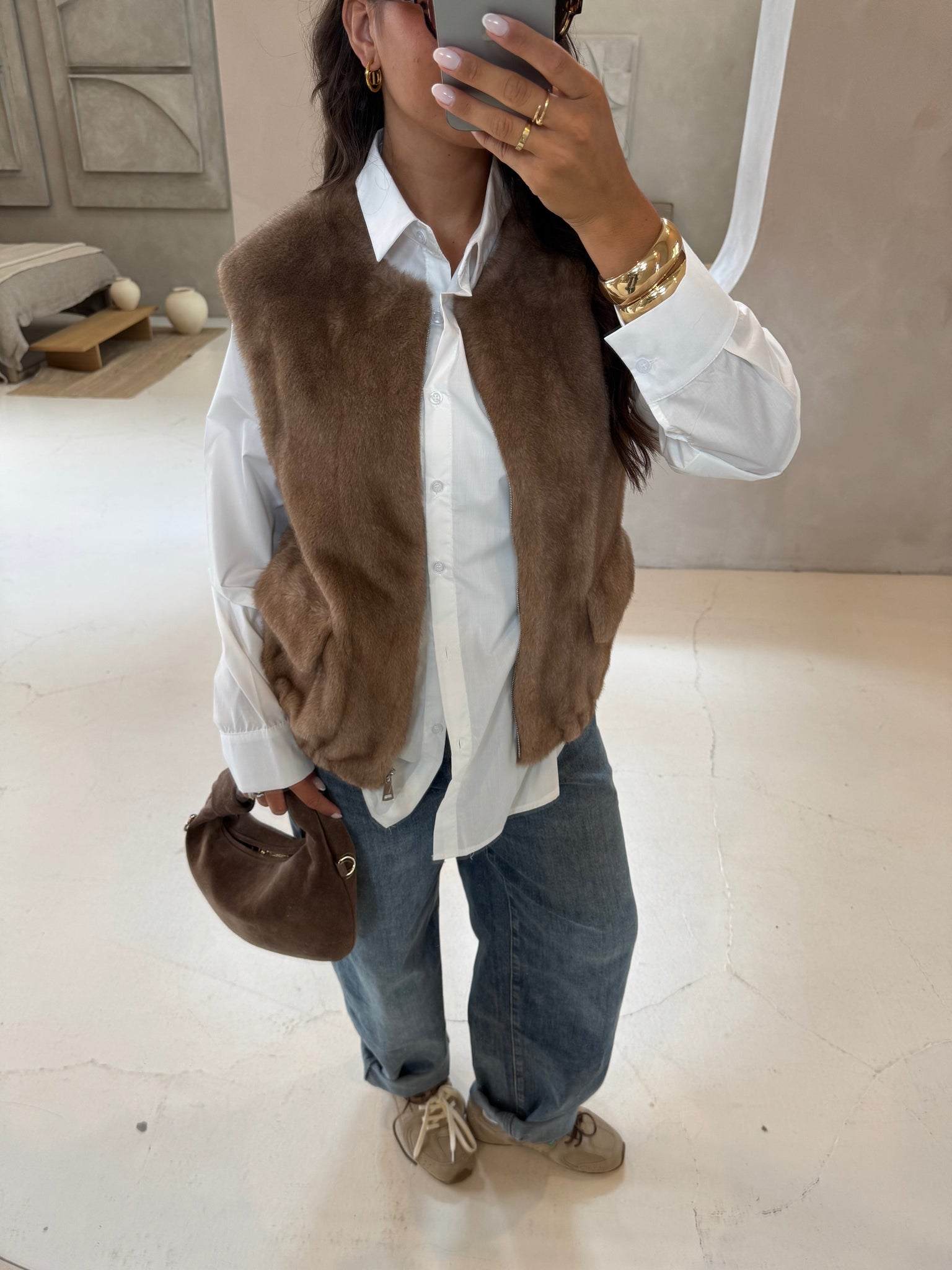 Gilet FOURRURE EMMA camel (F082)