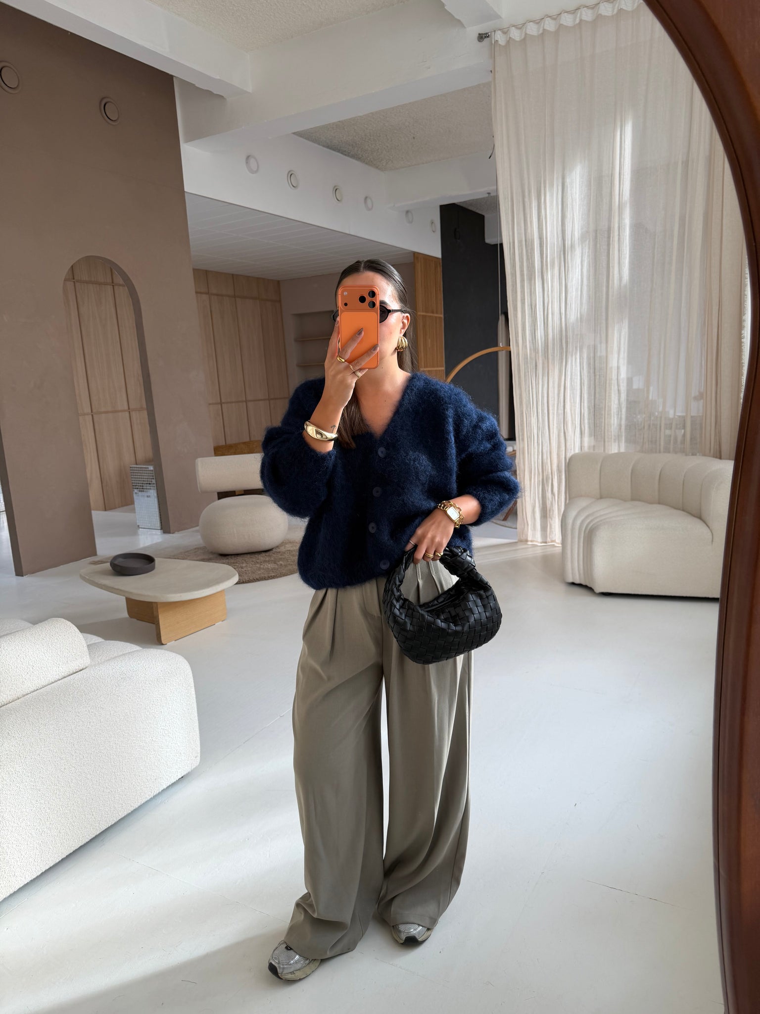 Gilet kid MOHAIR bouton bleu marine  (23356)