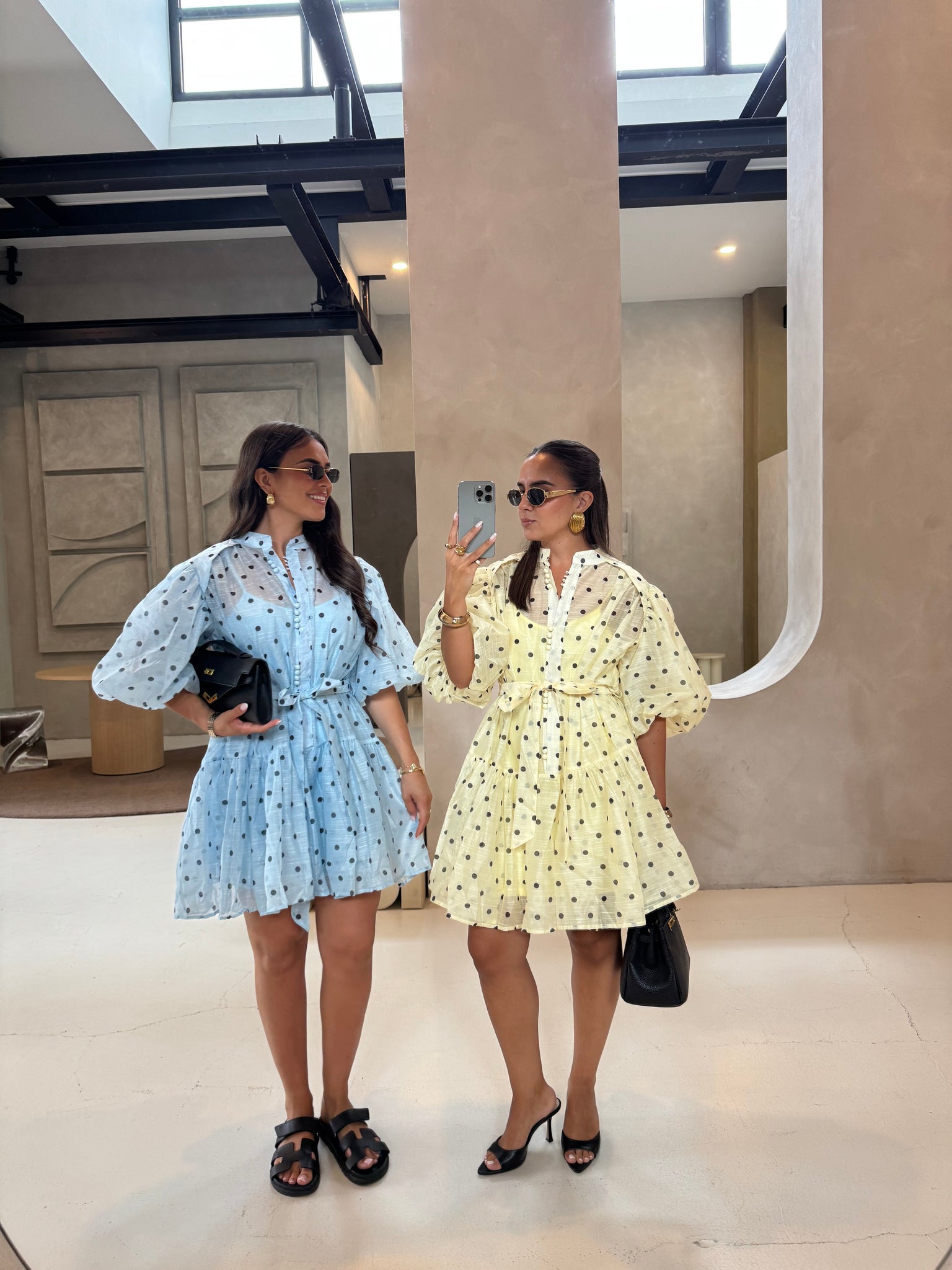 Robe MIA courte bleu à pois (R11021)