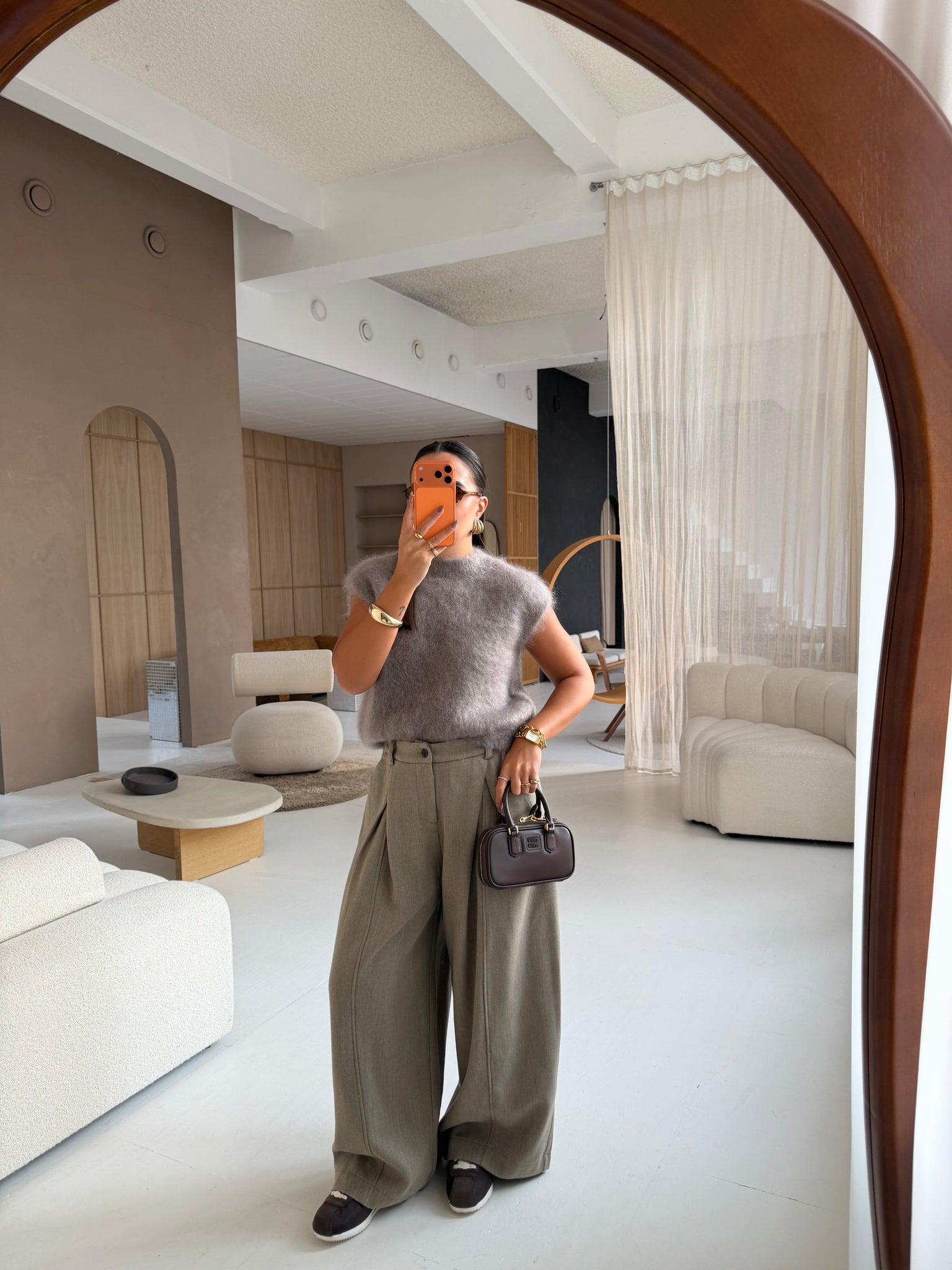 Pull mohair sans manche taupe (28023)