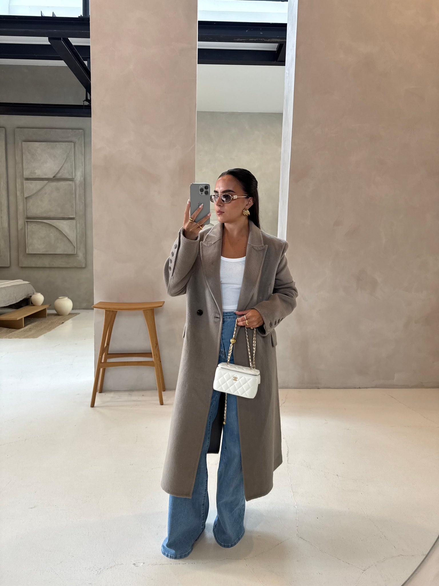 Manteau VIRAL long beige (25CY903)