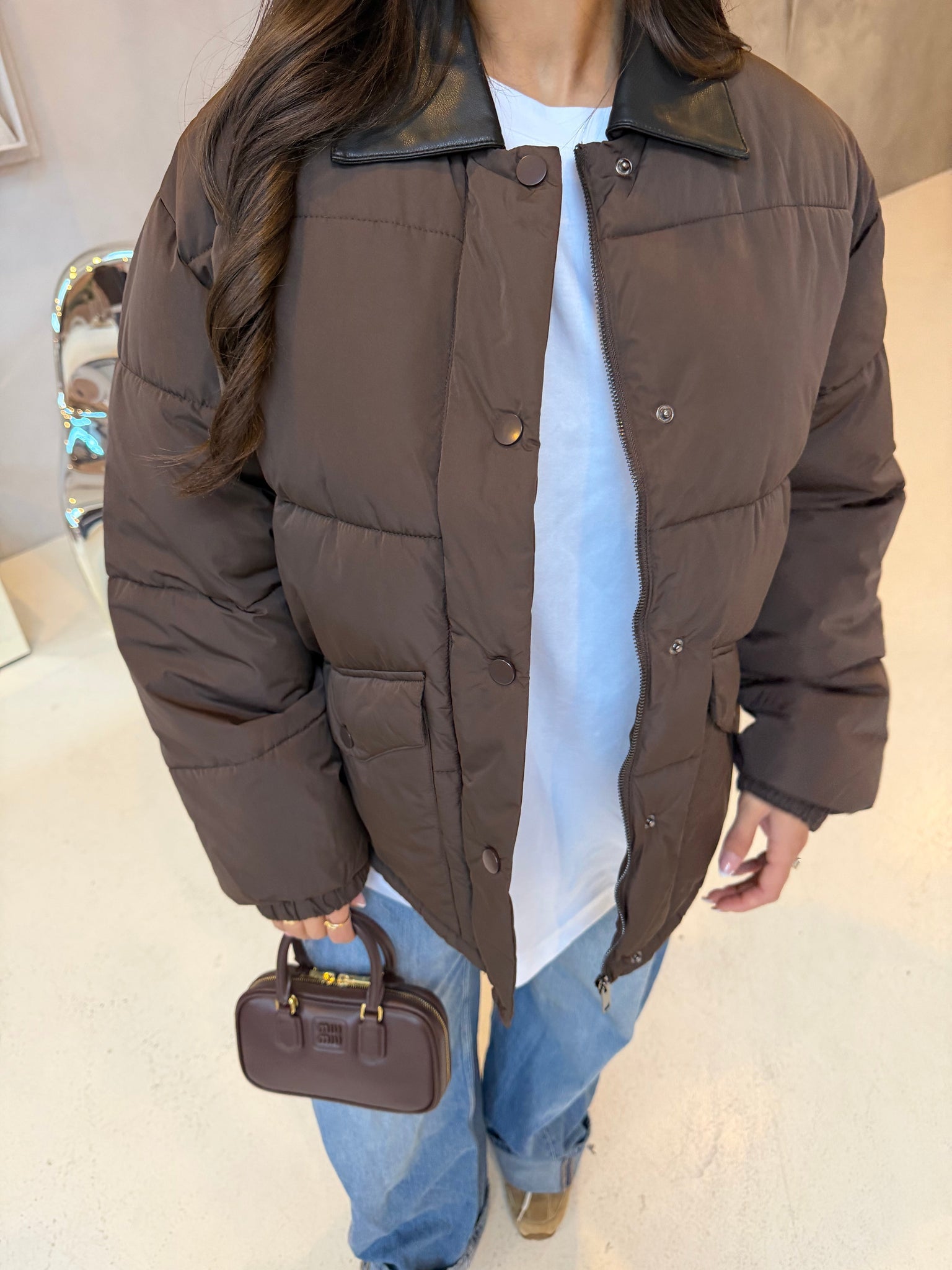 Doudoune col marron (8777)