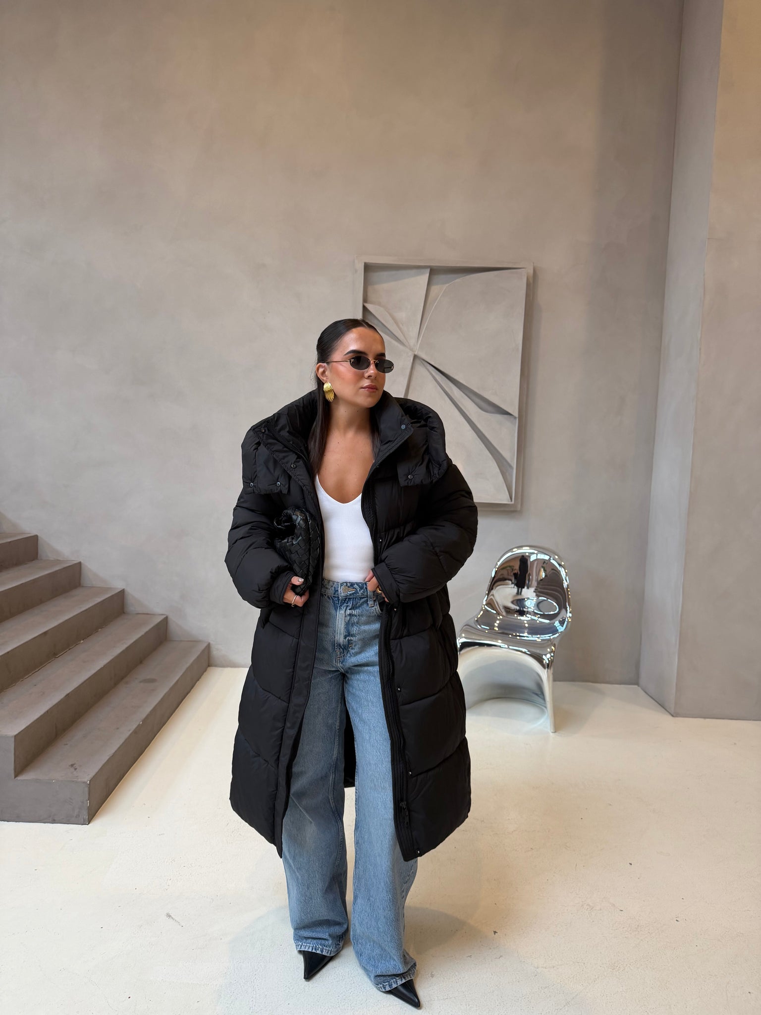 Doudoune longue noire (8780)