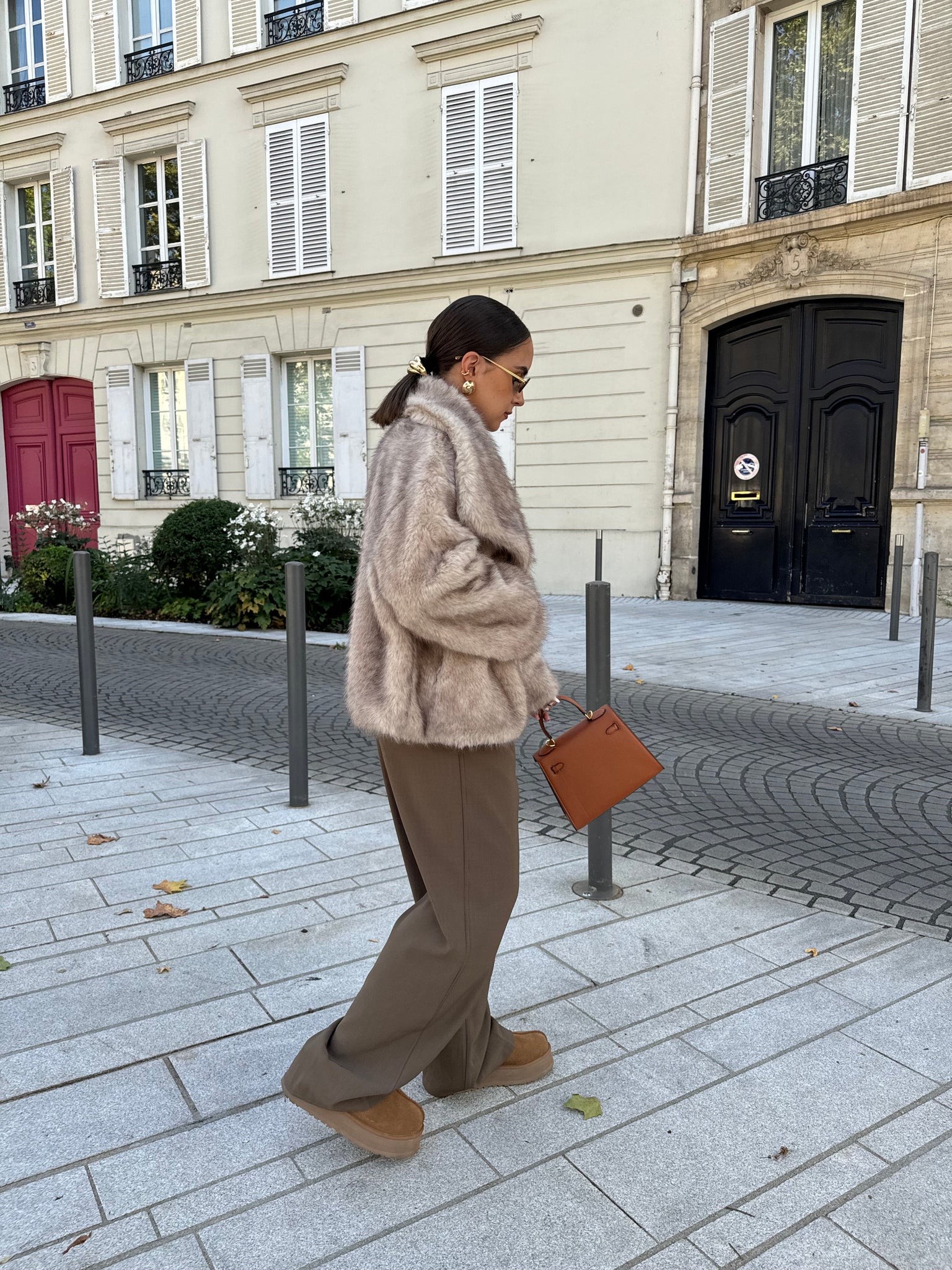 Manteau fourrure VEGAN beige (W23)