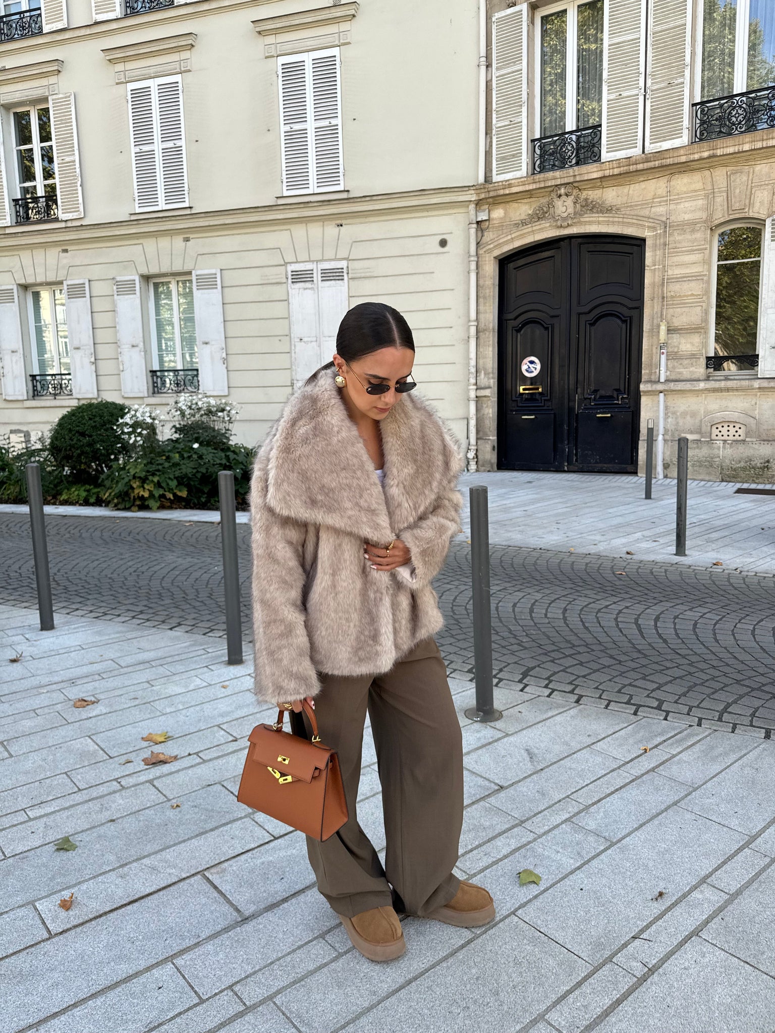 Manteau fourrure VEGAN beige (W23)