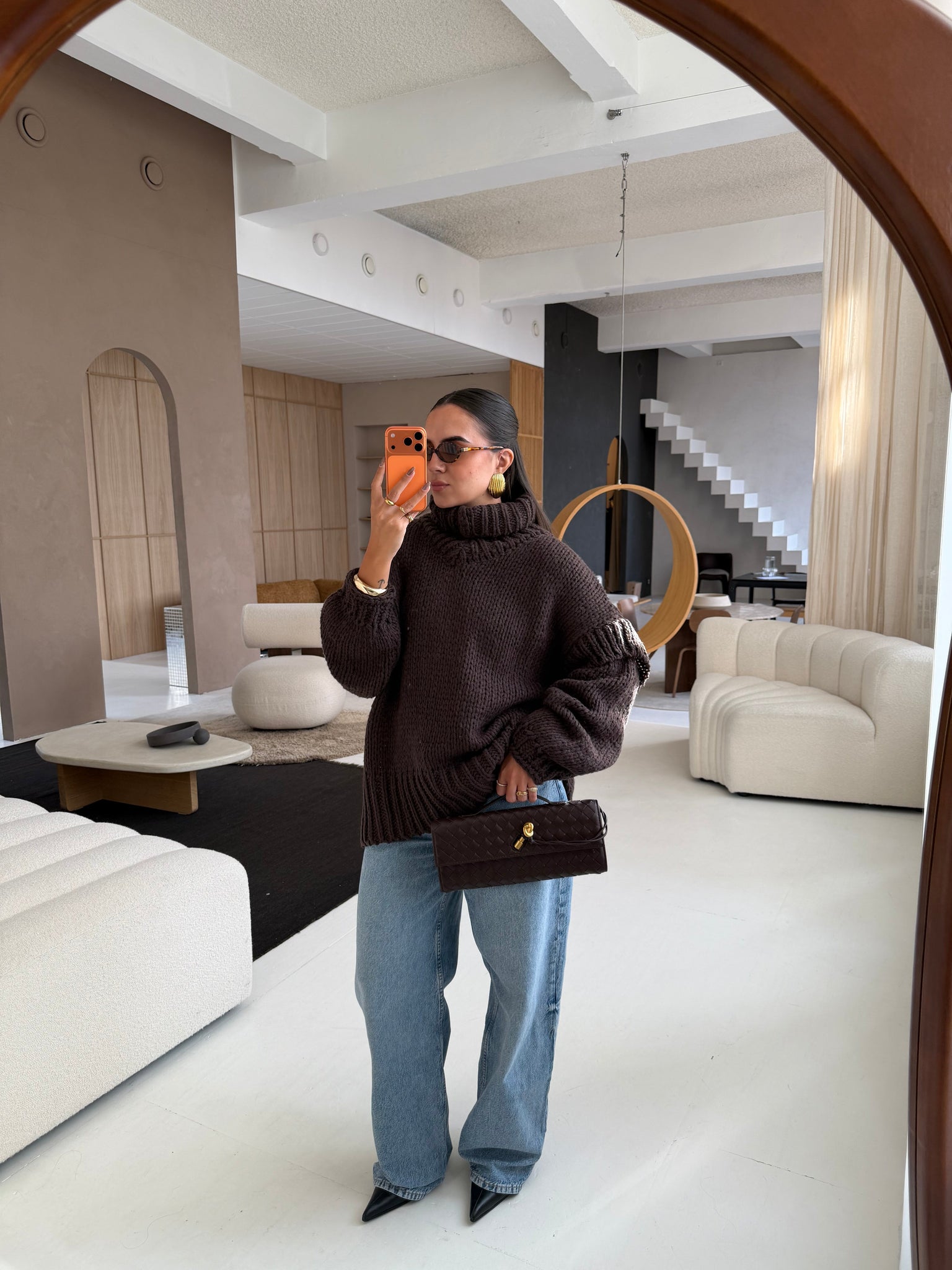 Pull PARISIENNE col roulé choco (66002)