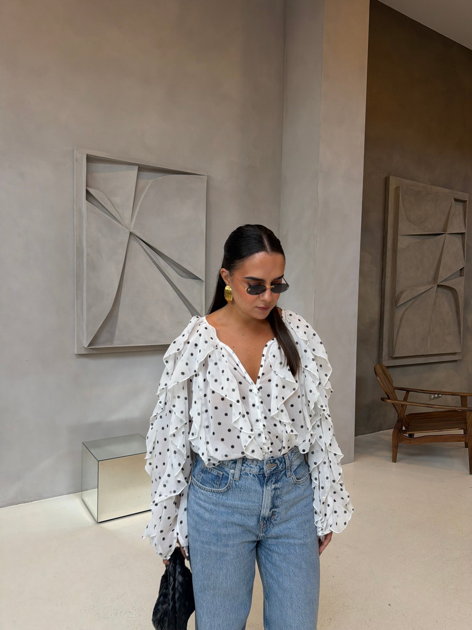 Chemise volant pois (3898)