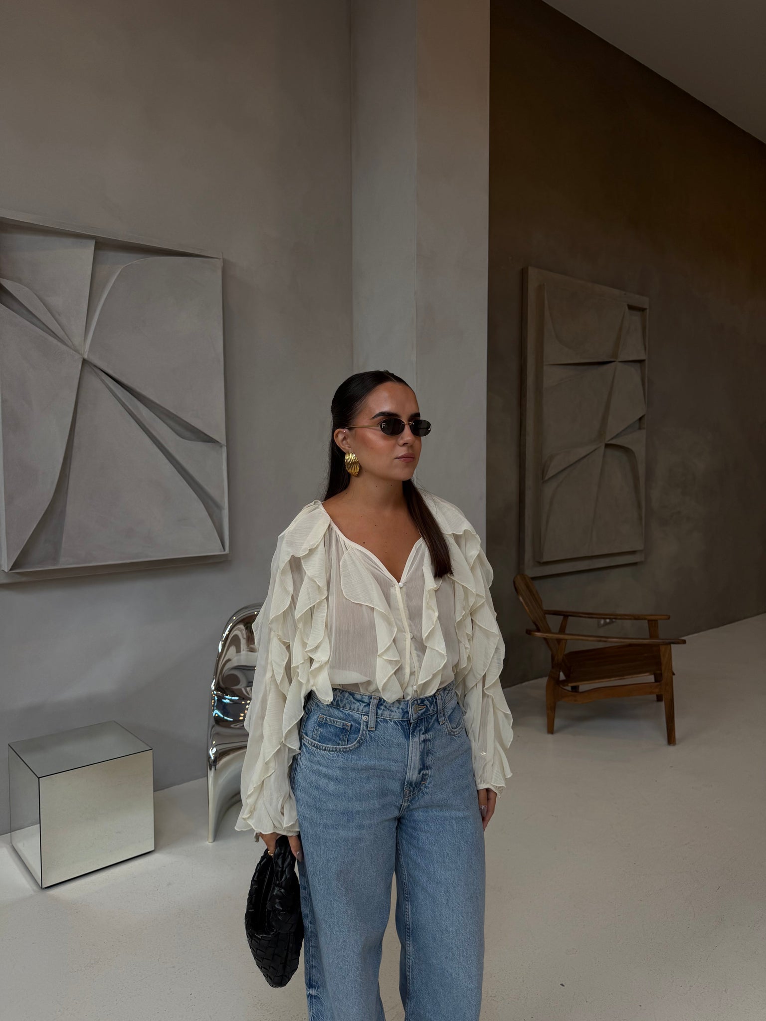 Chemise volant crème (3788)