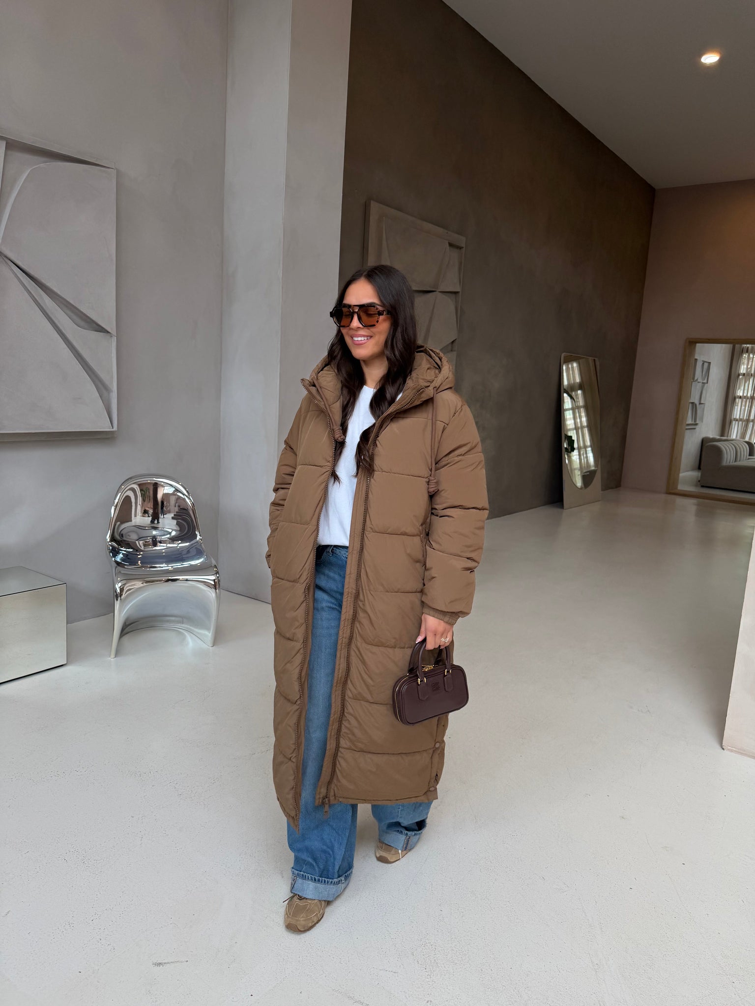 Doudoune DINA longue marron (J003-3)