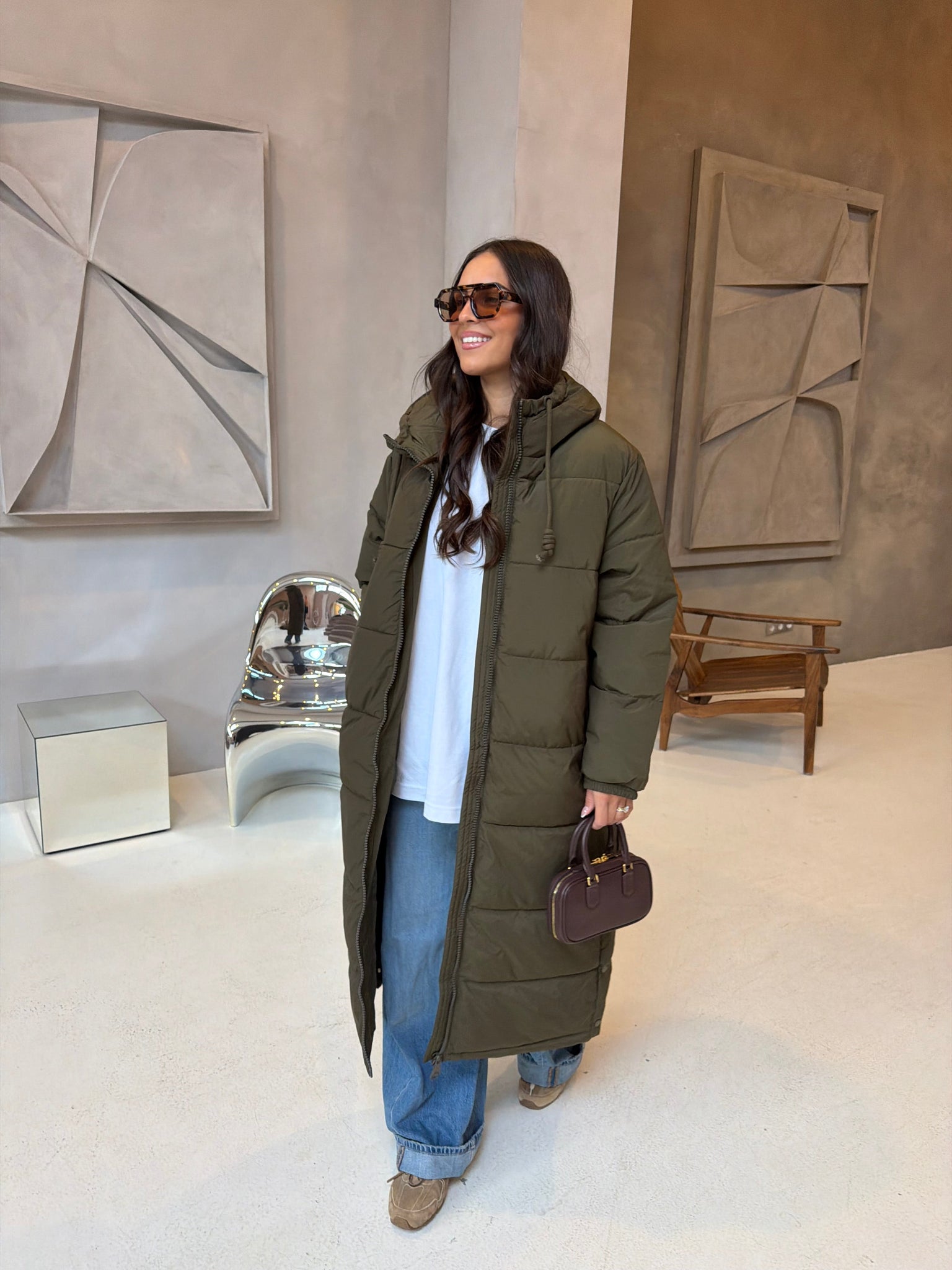 Doudoune DINA longue kaki (J003-3)